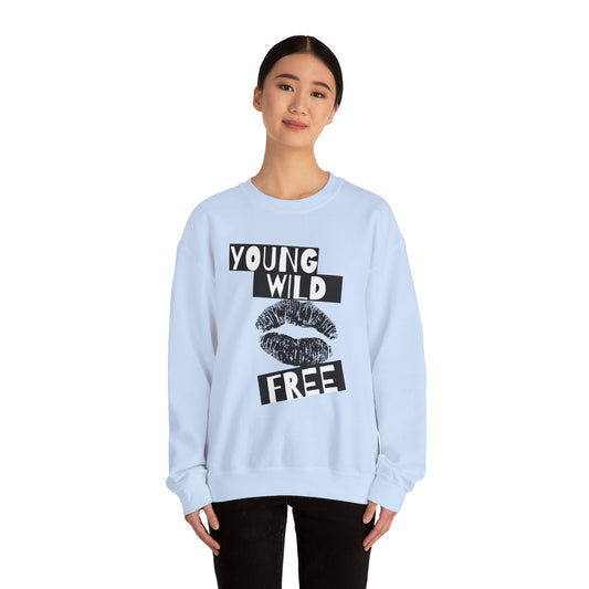 Young Wild Free SmileandLaughTees Unisex Heavy Blend™ Crewneck Sweatshirt