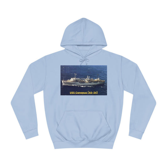 USS Canopus (AS-34) Navy POD Smileandlaughtees  Unisex College Hoodie