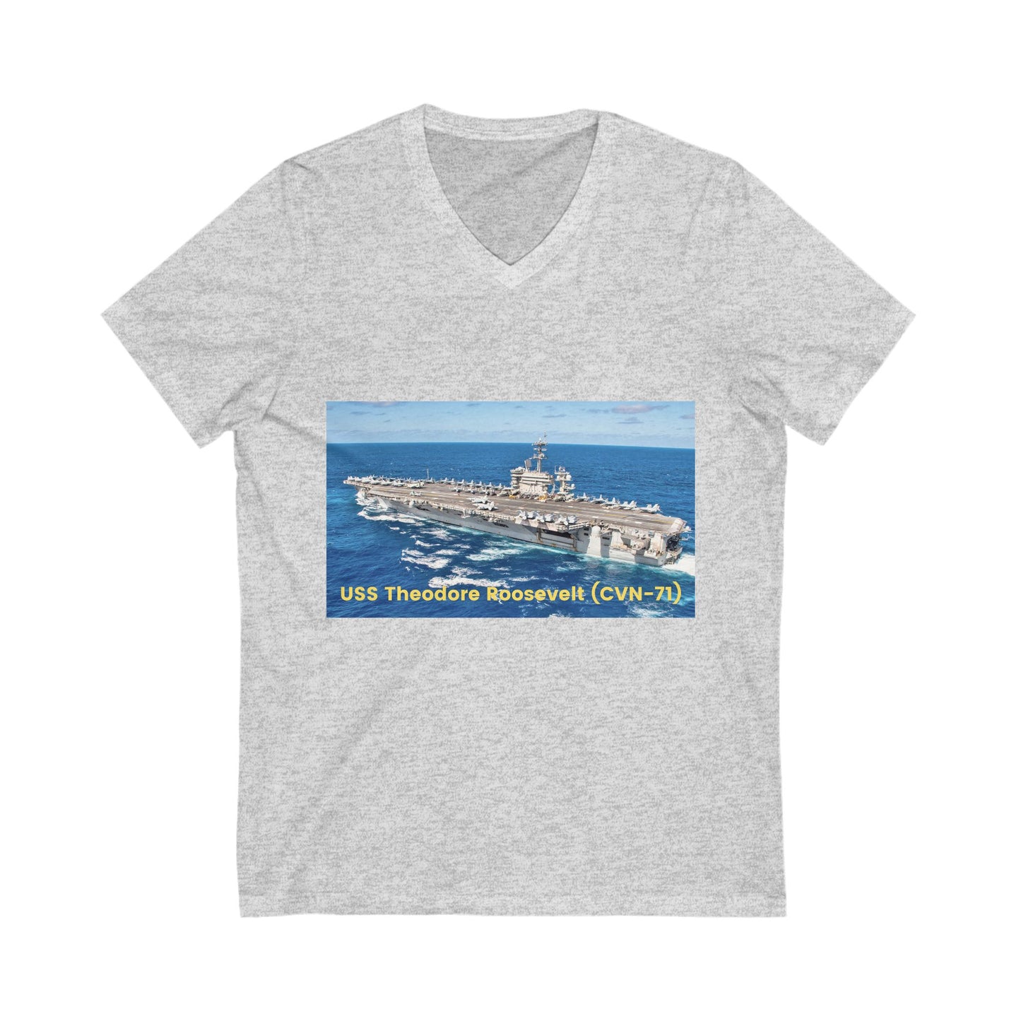 USS Theodore Roosevelt (CVN-71) Unisex Jersey Short Sleeve V-Neck Tee T-Shirt