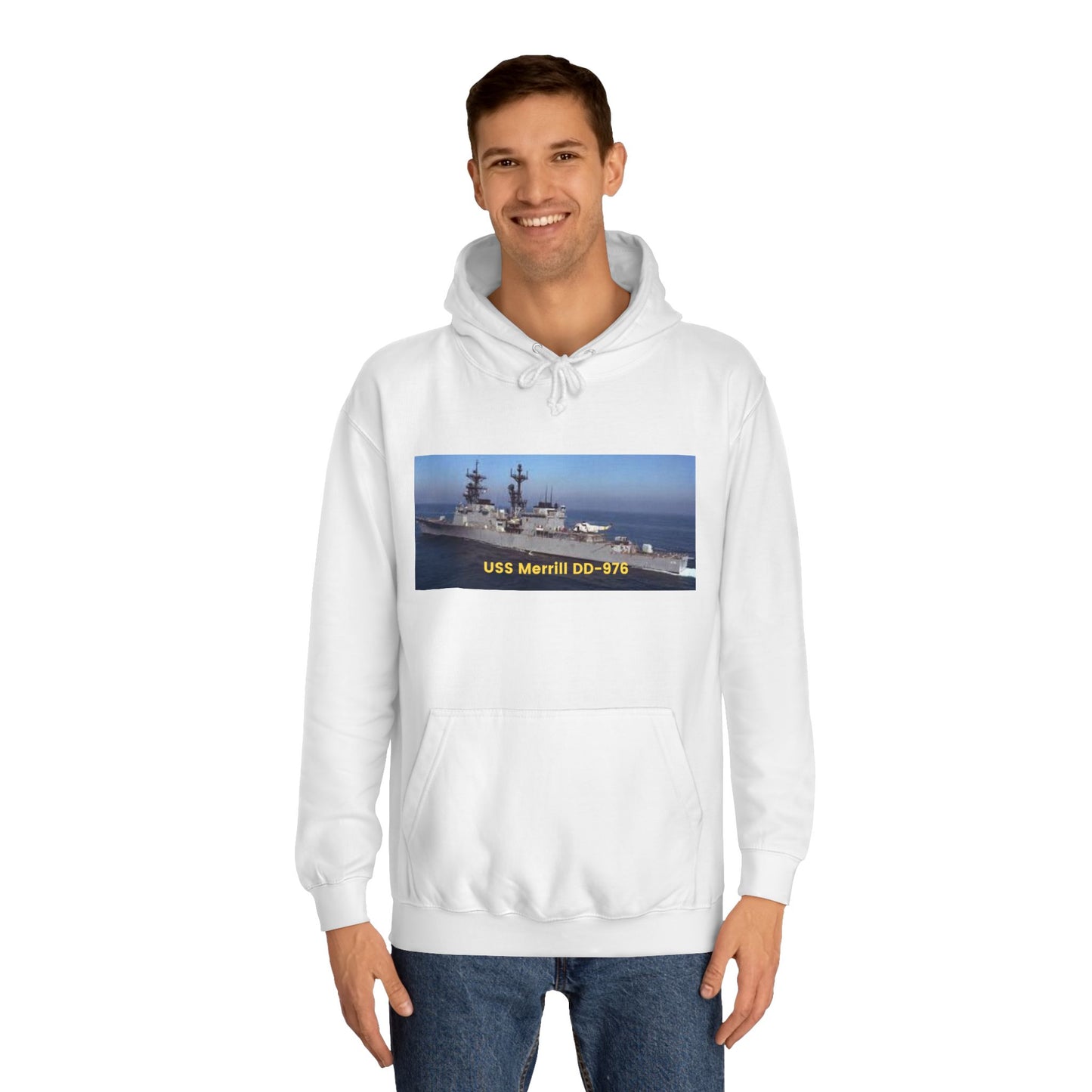 USS Merrill DD-976 Navy POD Smileandlaughtees Unisex College Hoodie