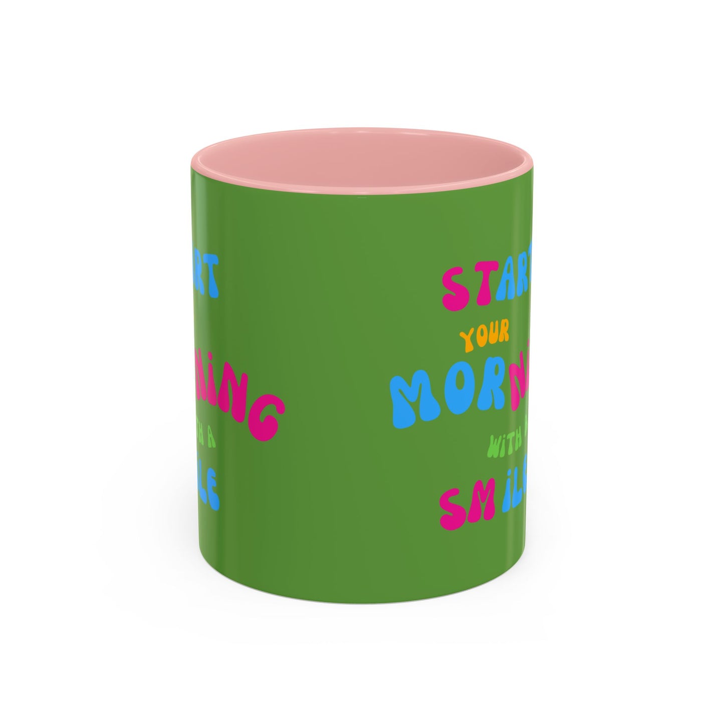 Start youre Morning with a Smile SmileandLaughTees Accent Coffee Mug (11, 15oz)