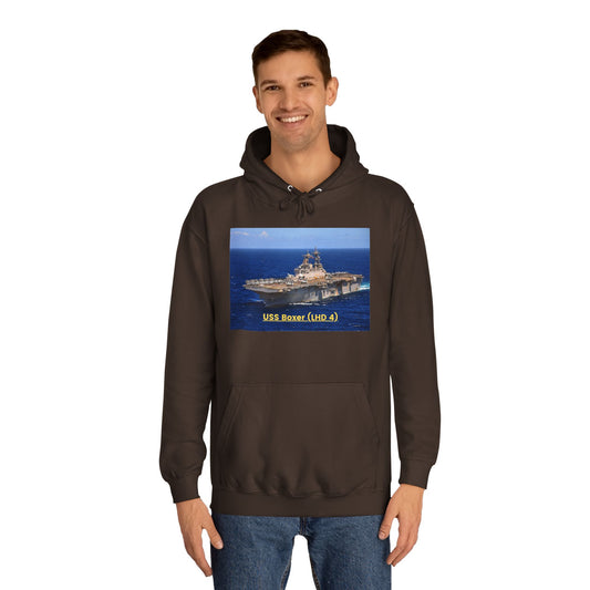 USS Boxer (LHD 4) Navy POD Smileandlaughtees Unisex College Hoodie