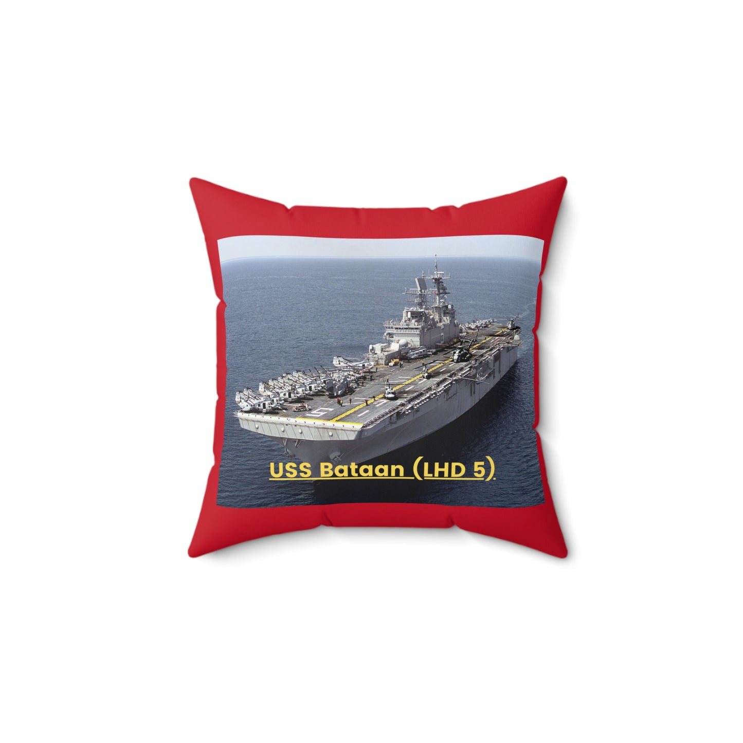 USS Bataan (LHD 5) Navy POD Smileandlaughtees Spun Polyester Square Pillow