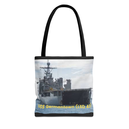 USS Germantown (LSD 42) Navy POD Smileandlaughtees Tote Bag (AOP)