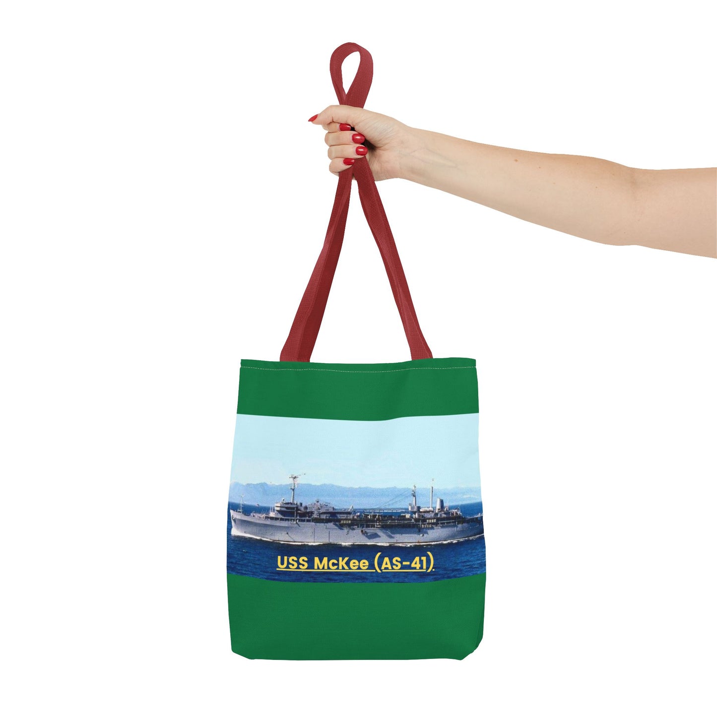 USS McKee (AS-41) Navy POD Smileandlaughtees Tote Bag (AOP)