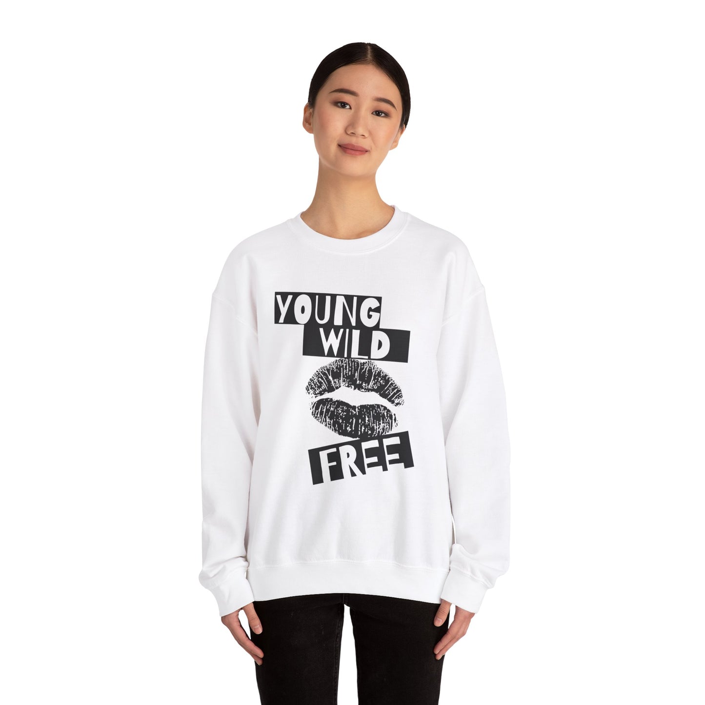 Young Wild Free SmileandLaughTees Unisex Heavy Blend™ Crewneck Sweatshirt