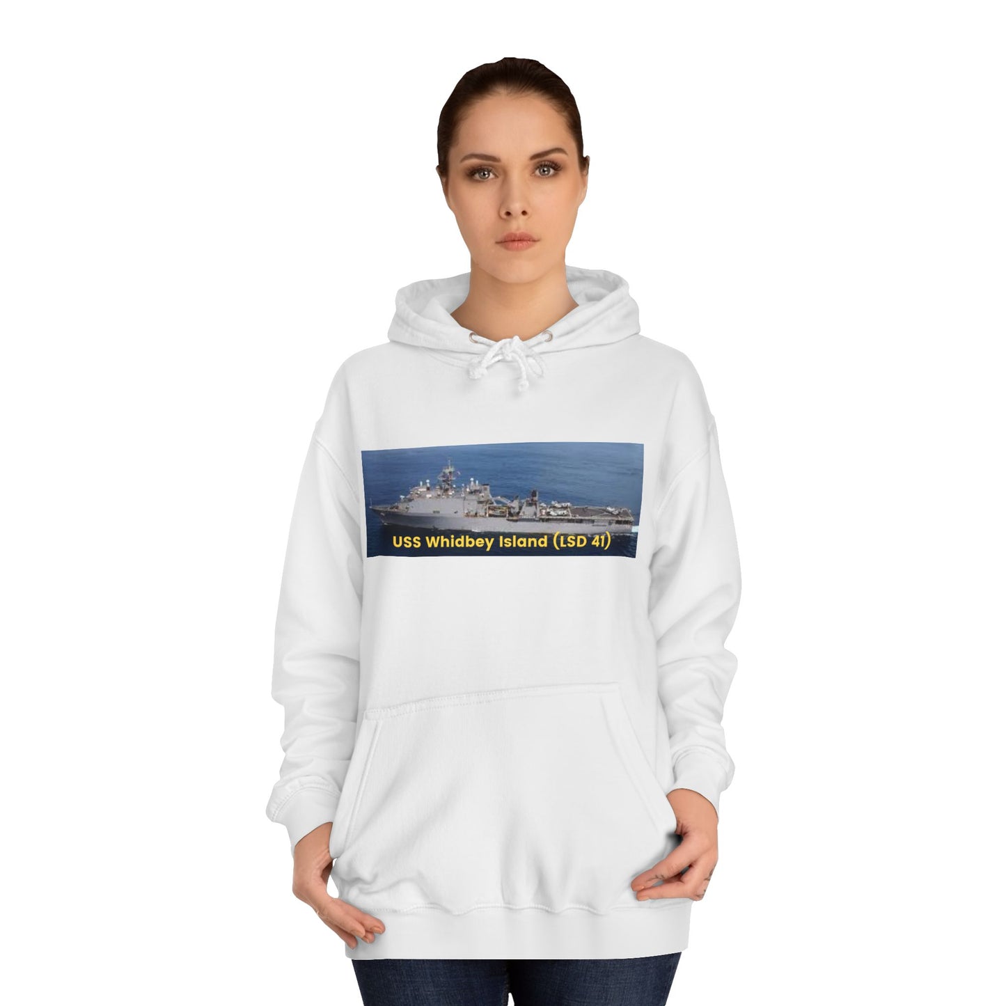 USS Whidbey Island (LSD 41) Navy POD Smileandlaughtees Unisex College Hoodie