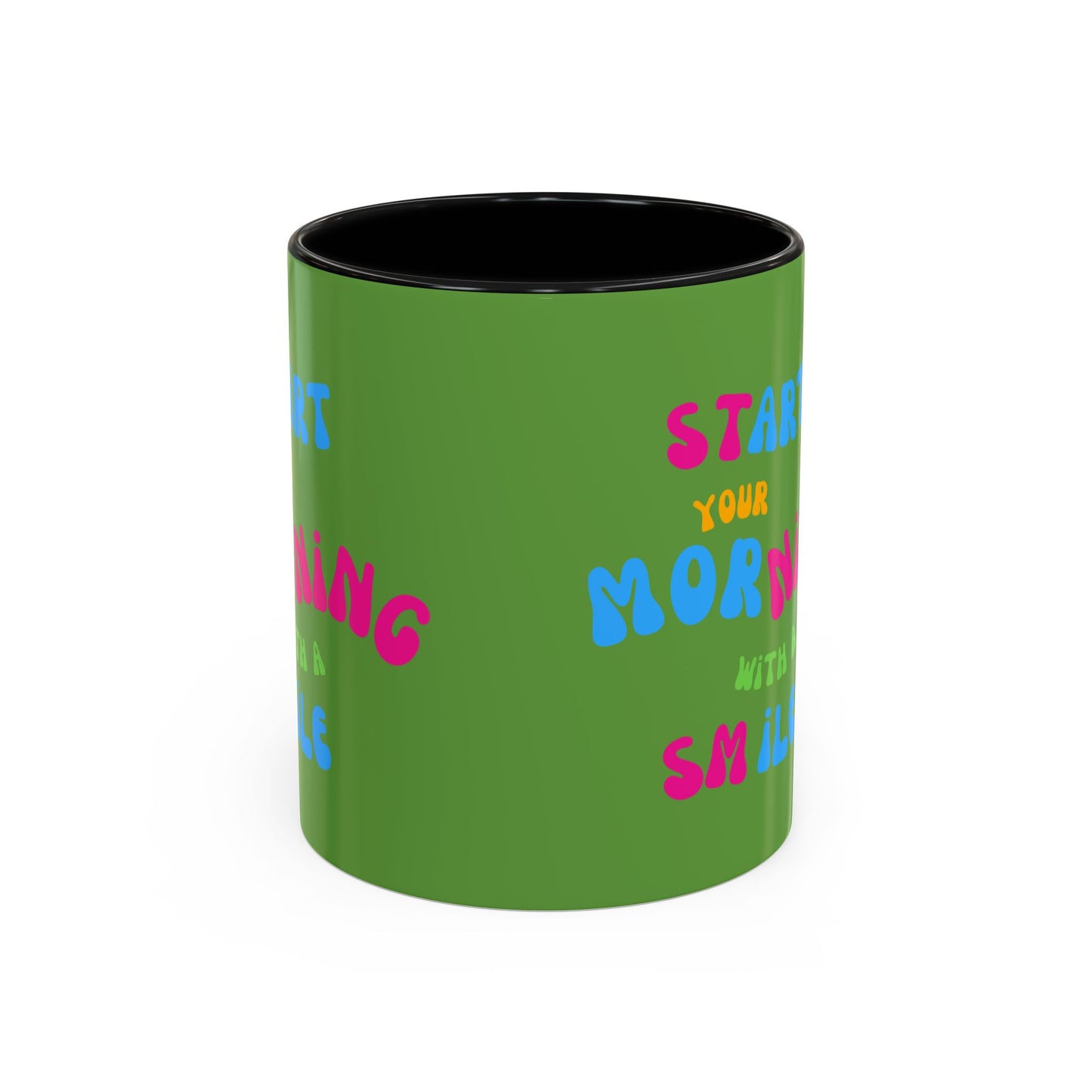 Start youre Morning with a Smile SmileandLaughTees Accent Coffee Mug (11, 15oz)