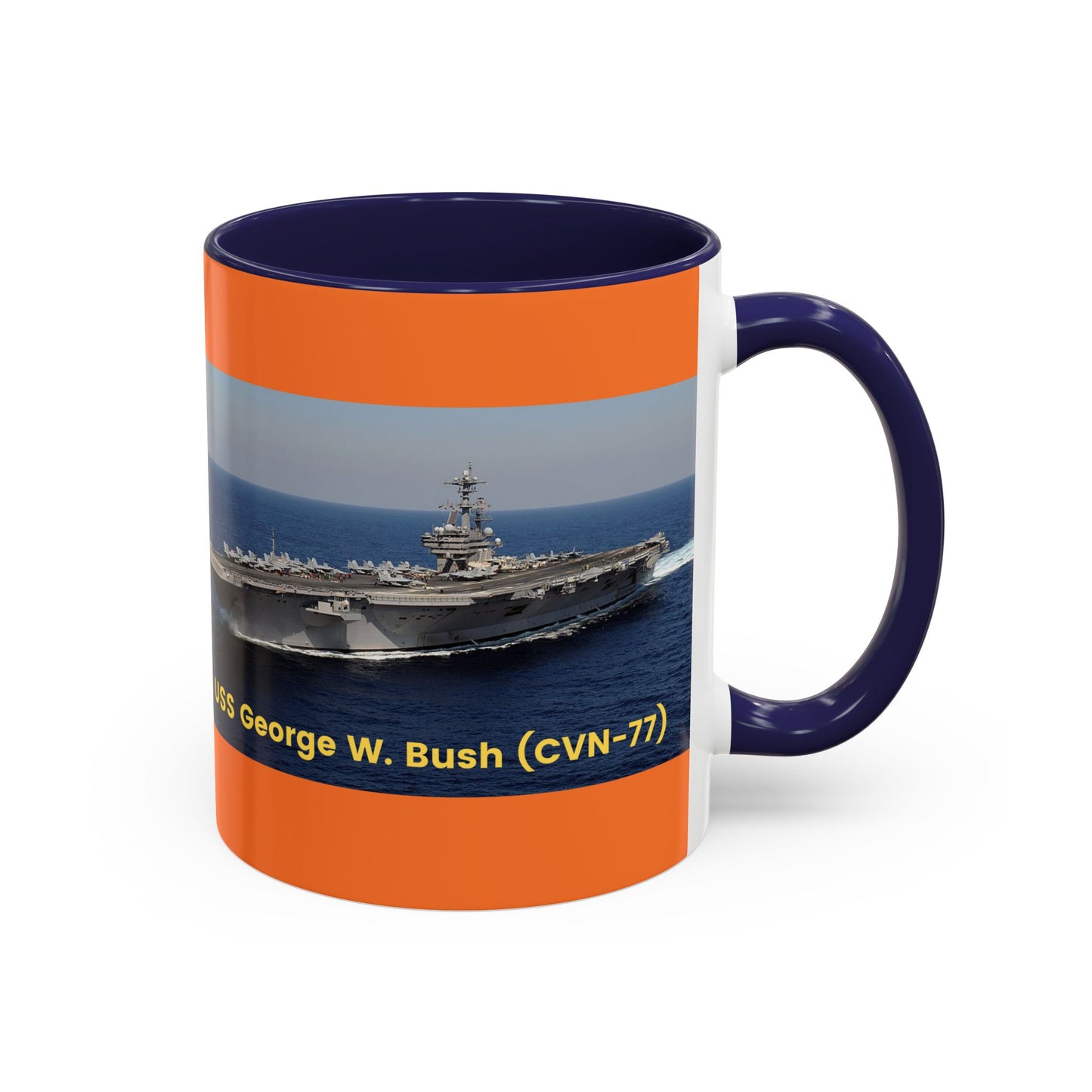 USS George W. Bush (CVN-77) Navy POD Smileandlaughtees Accent Coffee Mug (11, 15oz)