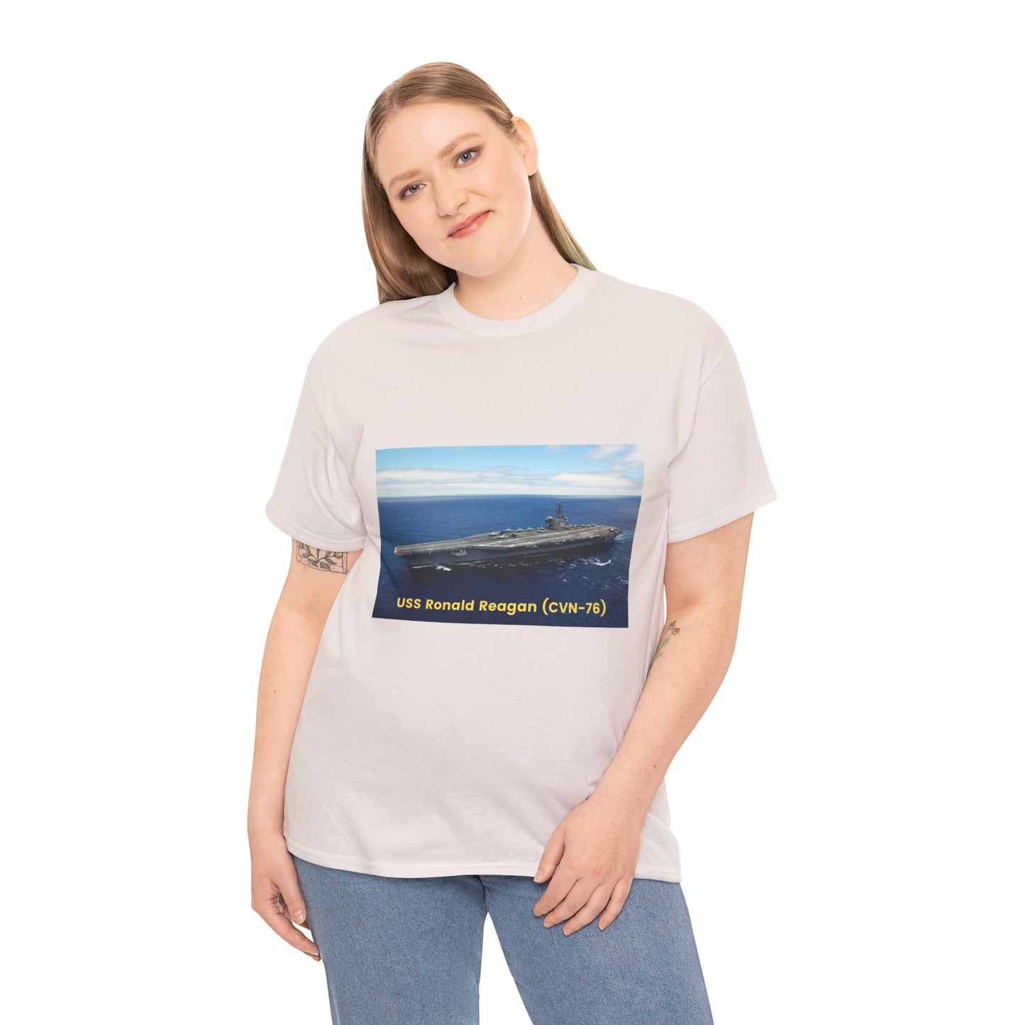 USS Ronald Reagan (CVN-76) Navy POD Smileandlaughtees Unisex Heavy Cotton Tee T-Shirt