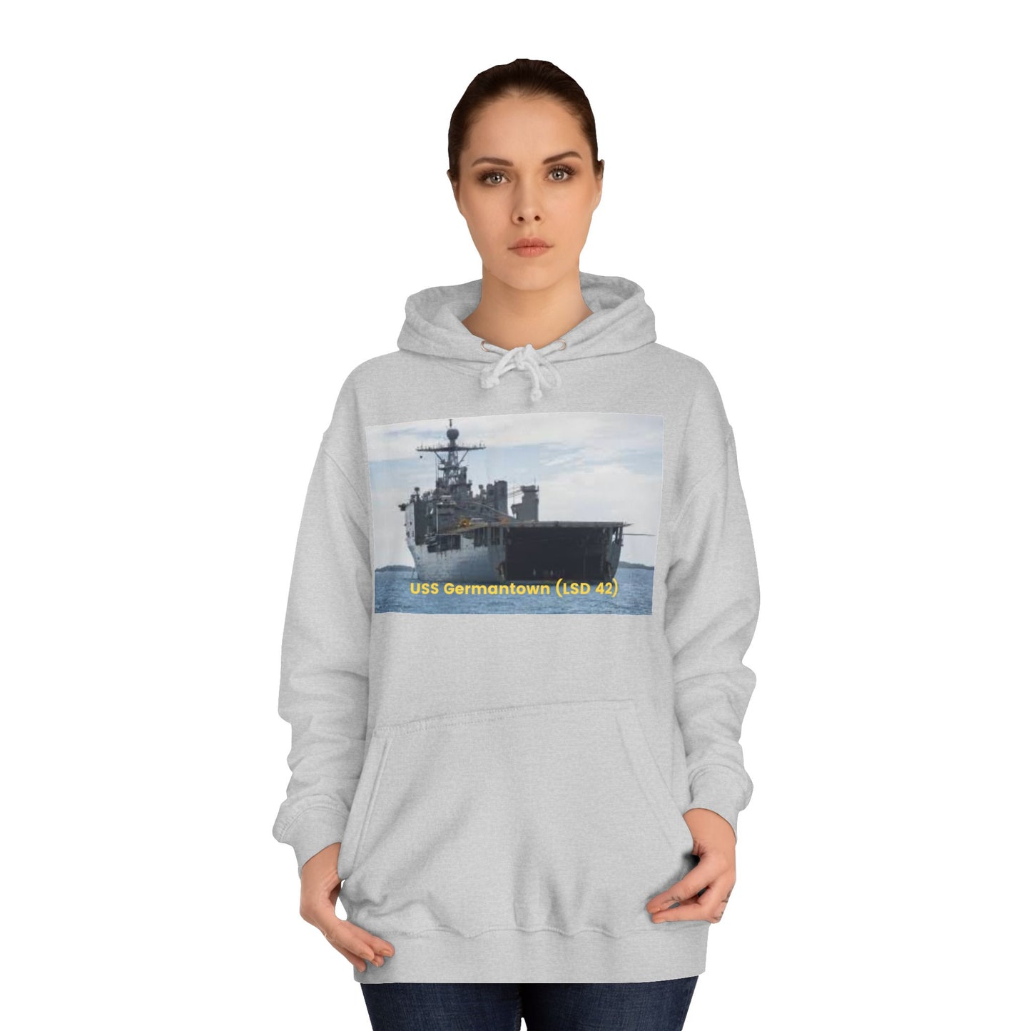 USS Germantown (LSD 42) Navy POD Smileandlaughtees  Unisex College Hoodie