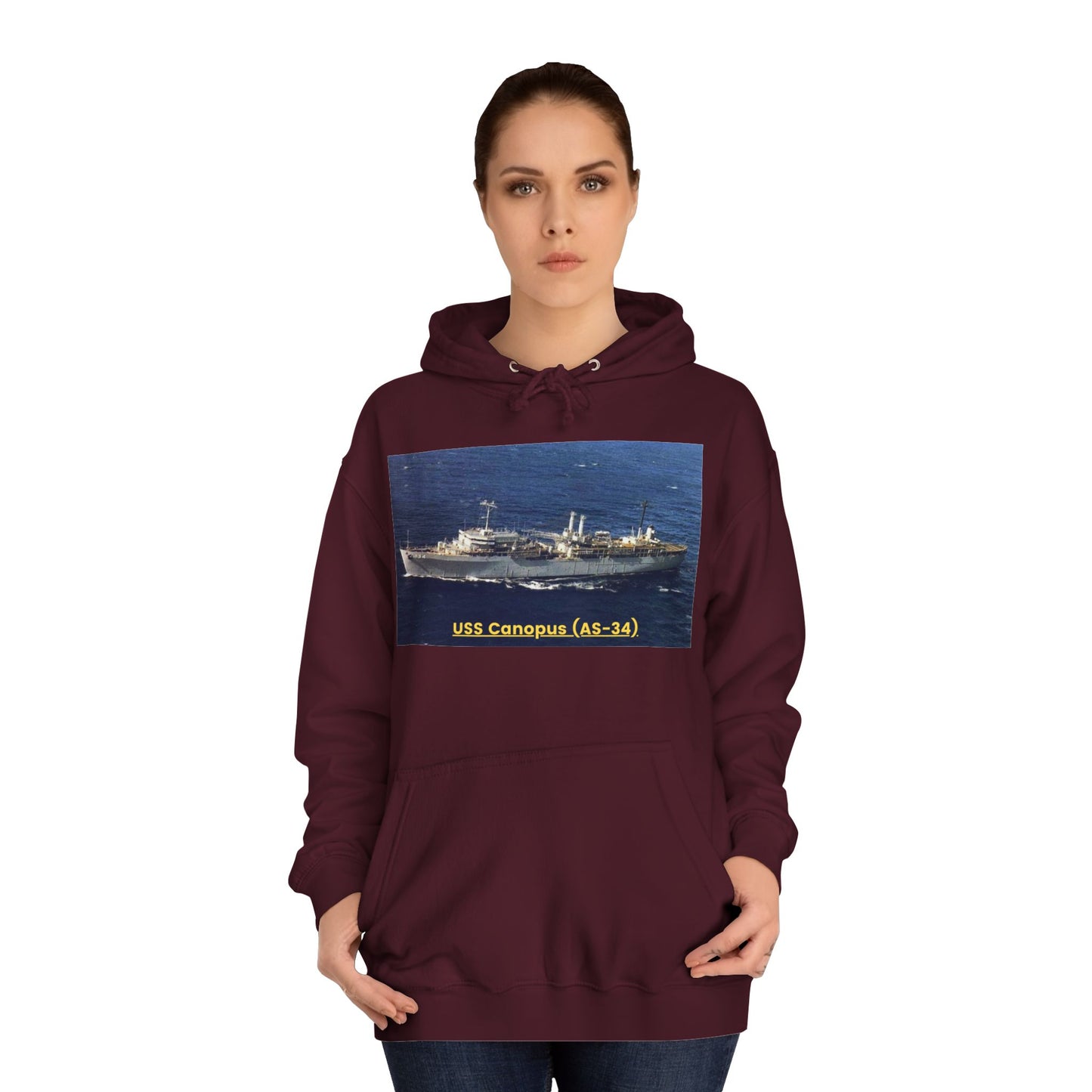 USS Canopus (AS-34) Navy POD Smileandlaughtees  Unisex College Hoodie