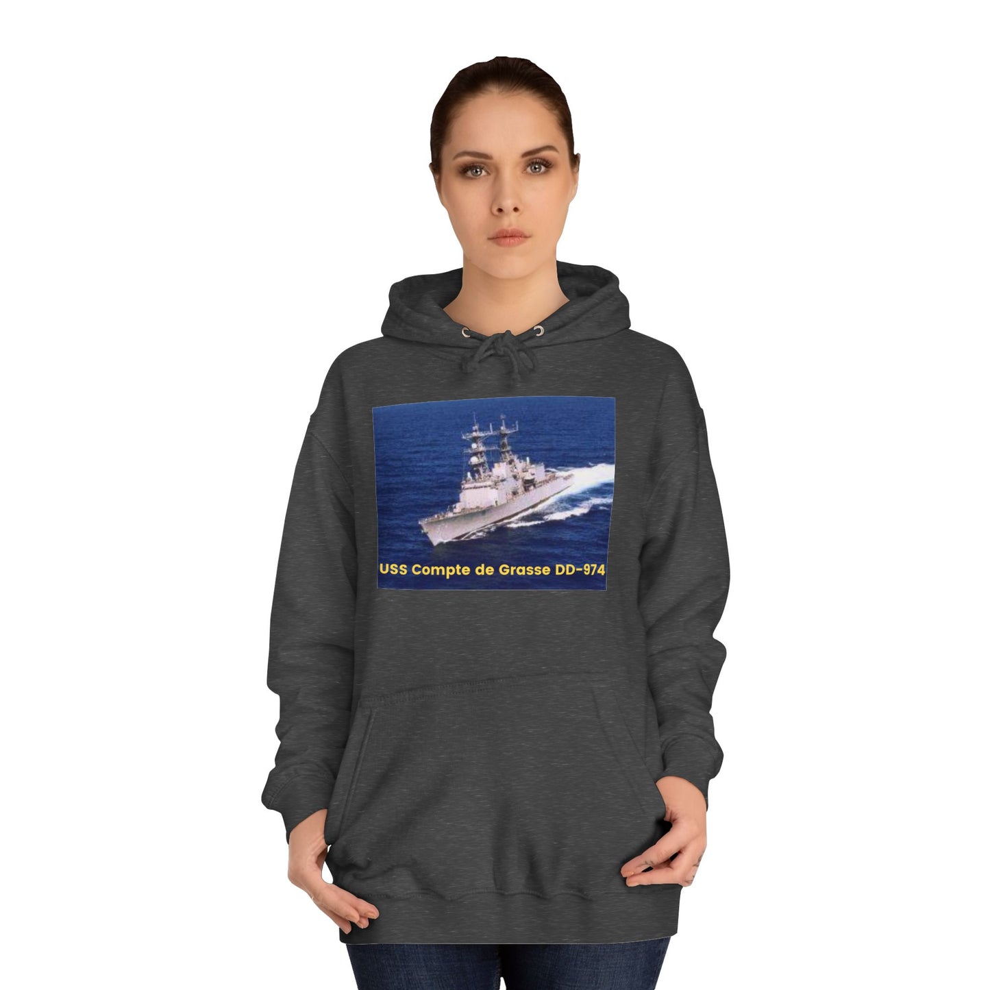 USS Compte de Grasse DD-974 Navy POD Smileandlaughtees Unisex College Hoodie