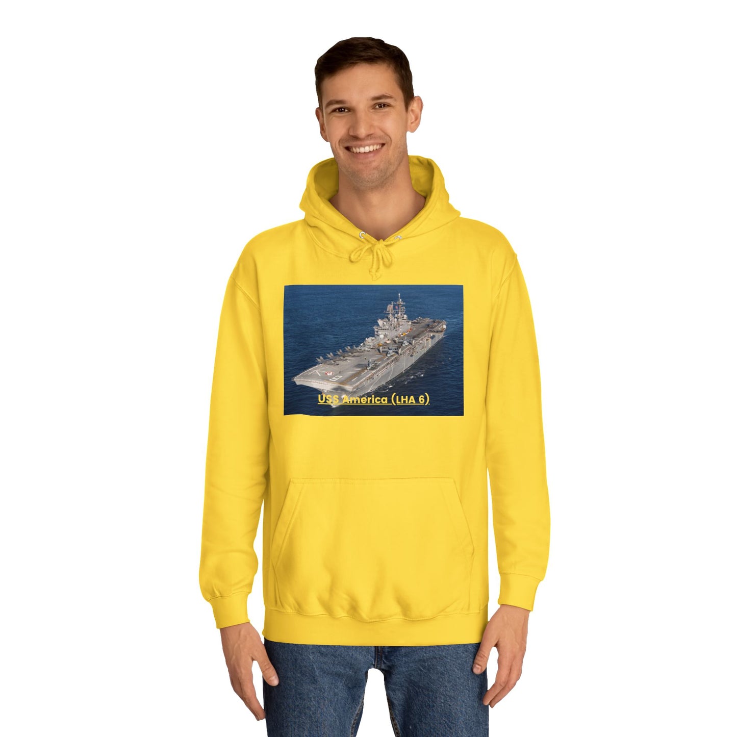 USS America (LHA 6) Navy POD Smileandlaughtees Unisex College Hoodie