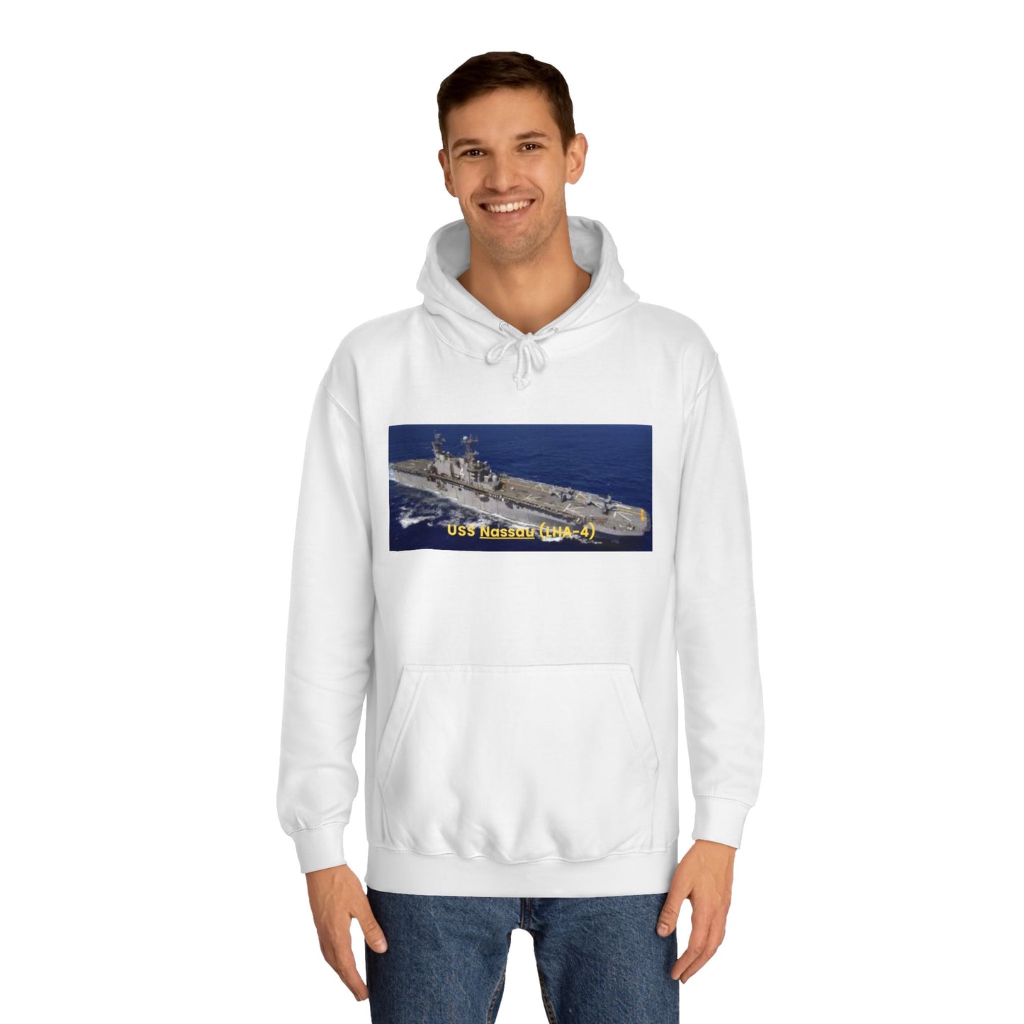 USS Nassau (LHA-4) Navy POD Smileandlaughtees  Unisex College Hoodie