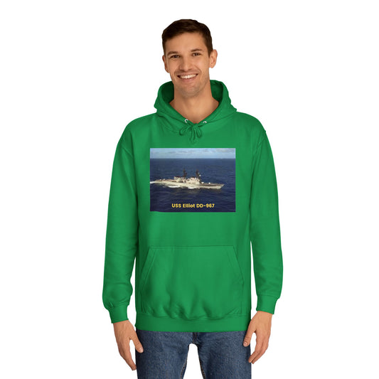 USS Elliot DD-967 Navy POD Smileandlaughtees Unisex College Hoodie