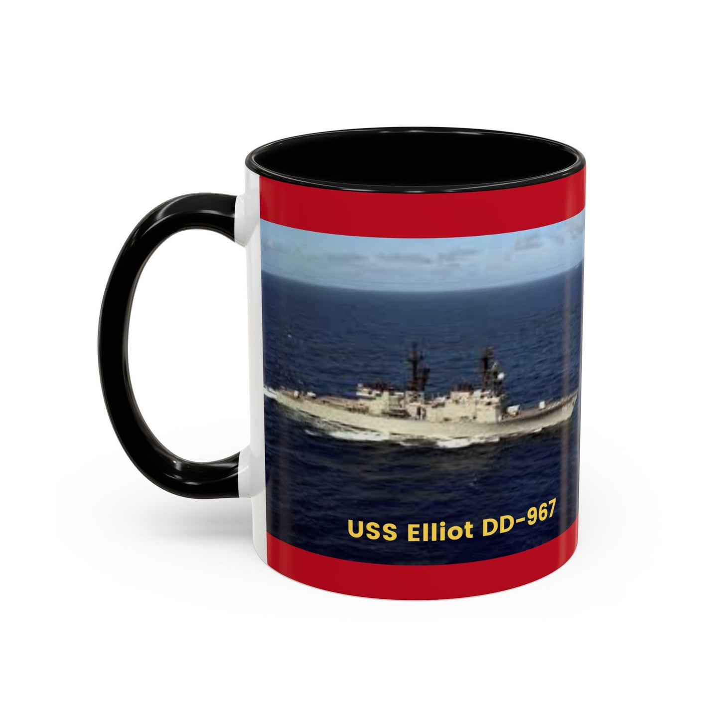 USS Elliot DD-967 Navy POD Smileandlaughtees Accent Coffee Mug (11, 15oz)