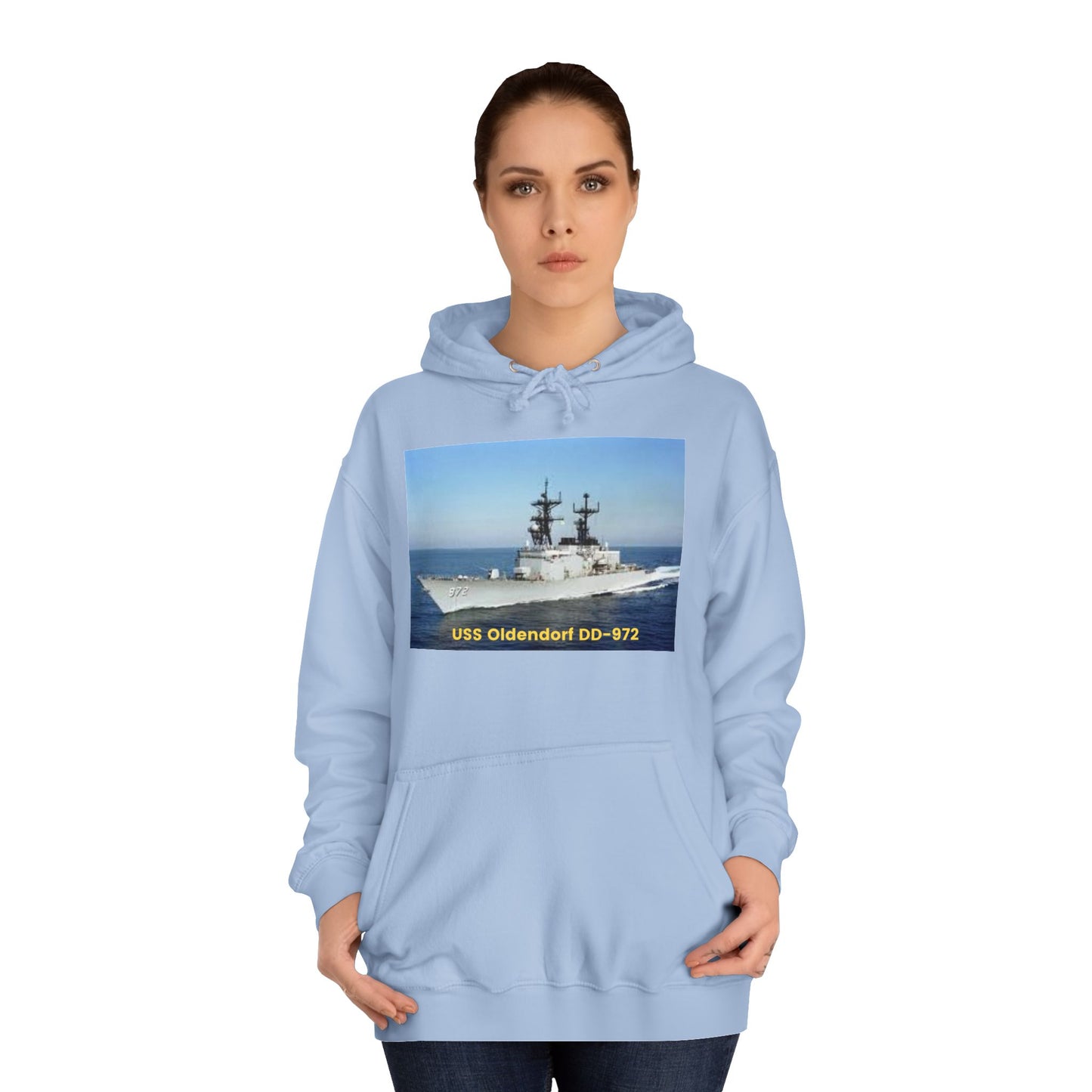 USS Oldendorf DD-972 Navy POD Smileandlaughtees Unisex College Hoodie