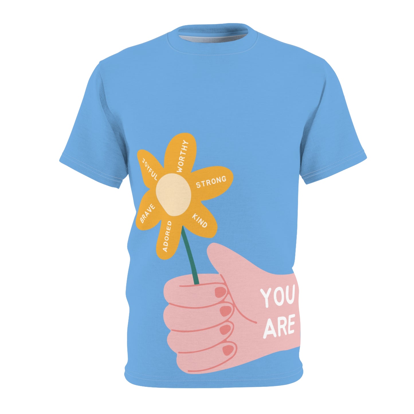 You Are Brave, Joyful, Worthy, Strong, Kind, Adored SmileandLaughTees Unisex Cut & Sew T-Shirt (AOP)