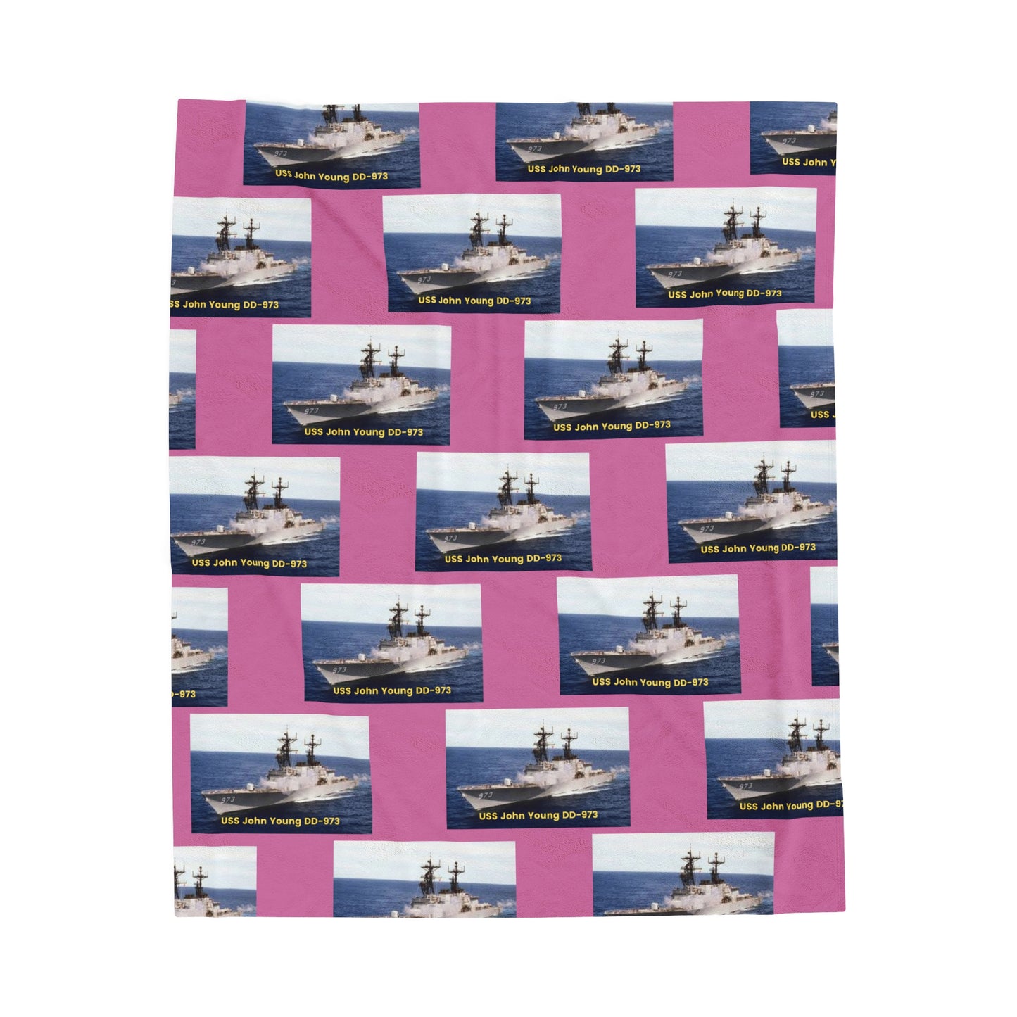 USS John Young DD-973 Navy POD Smileandlaughtees Velveteen Plush Blanket