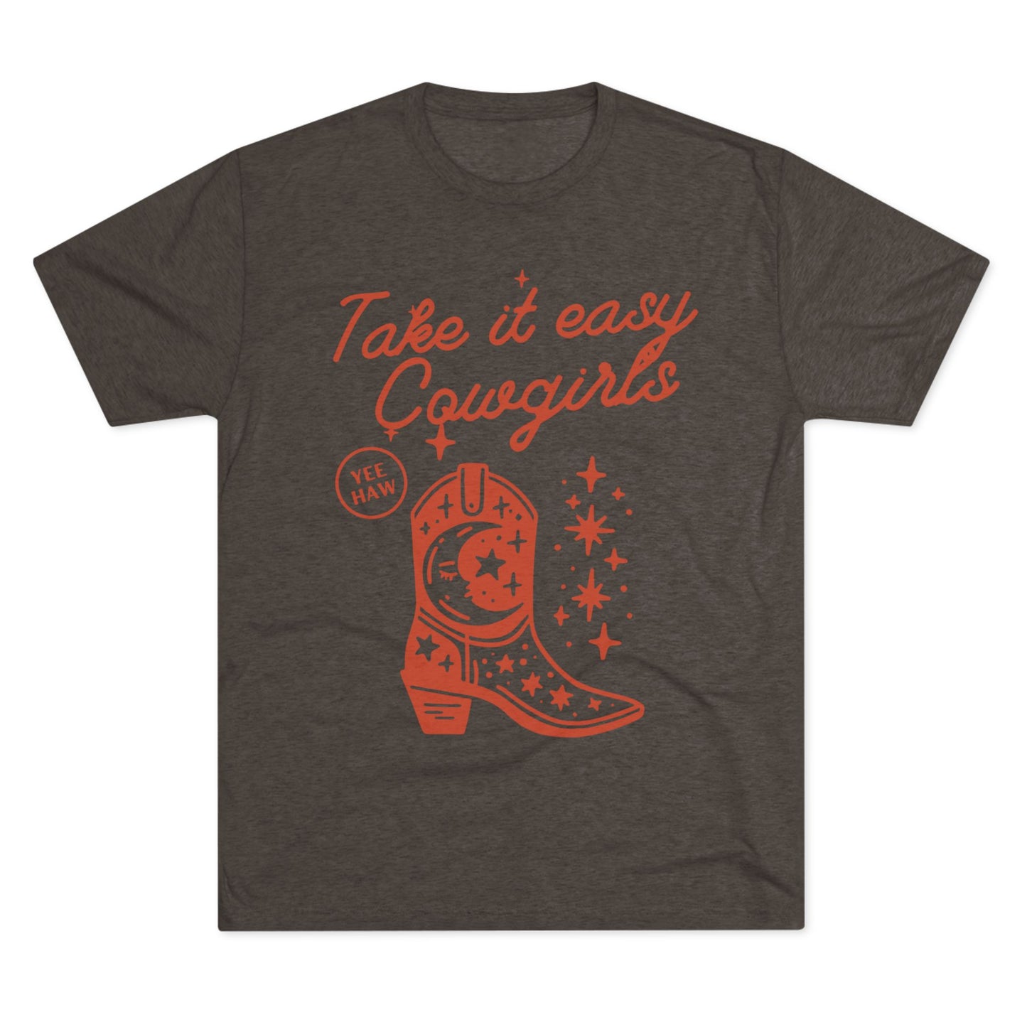 Take It East Cowgirls SmileandLaughTees Unisex Tri-Blend Crew T-Shirt