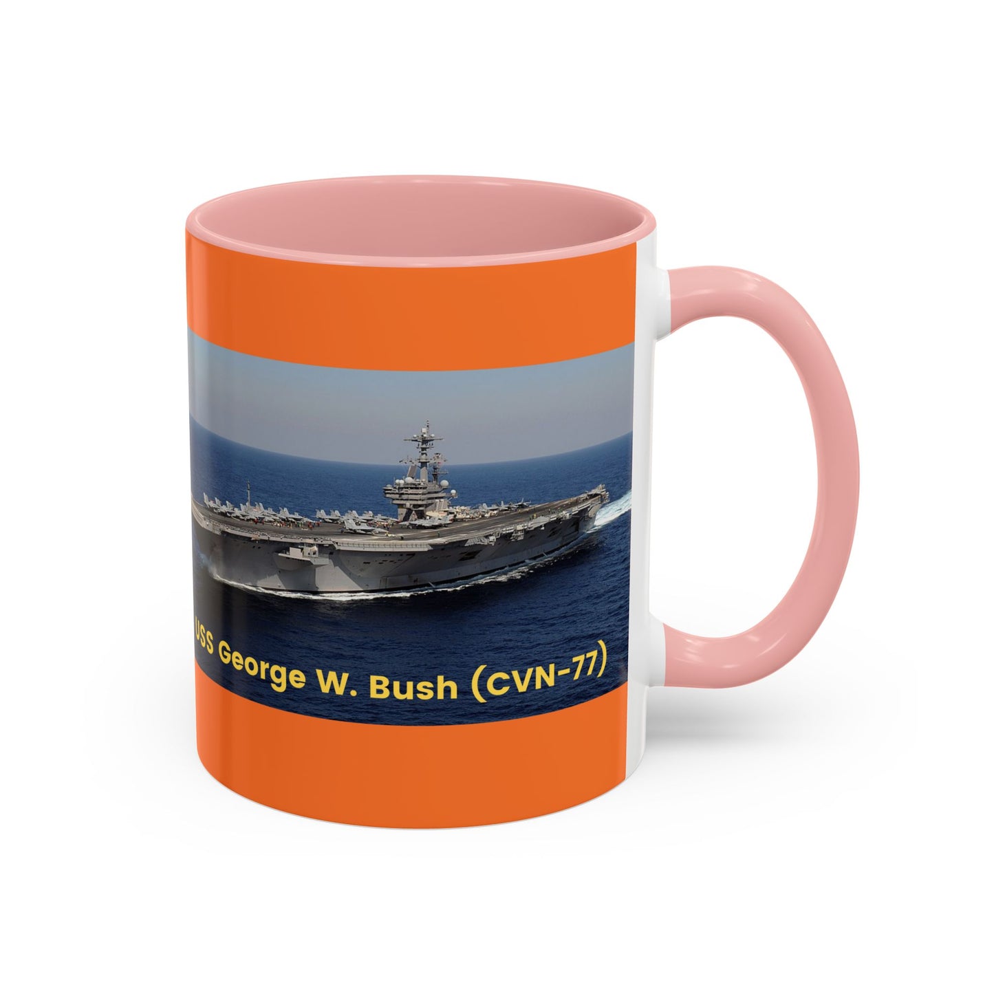 USS George W. Bush (CVN-77) Navy POD Smileandlaughtees Accent Coffee Mug (11, 15oz)