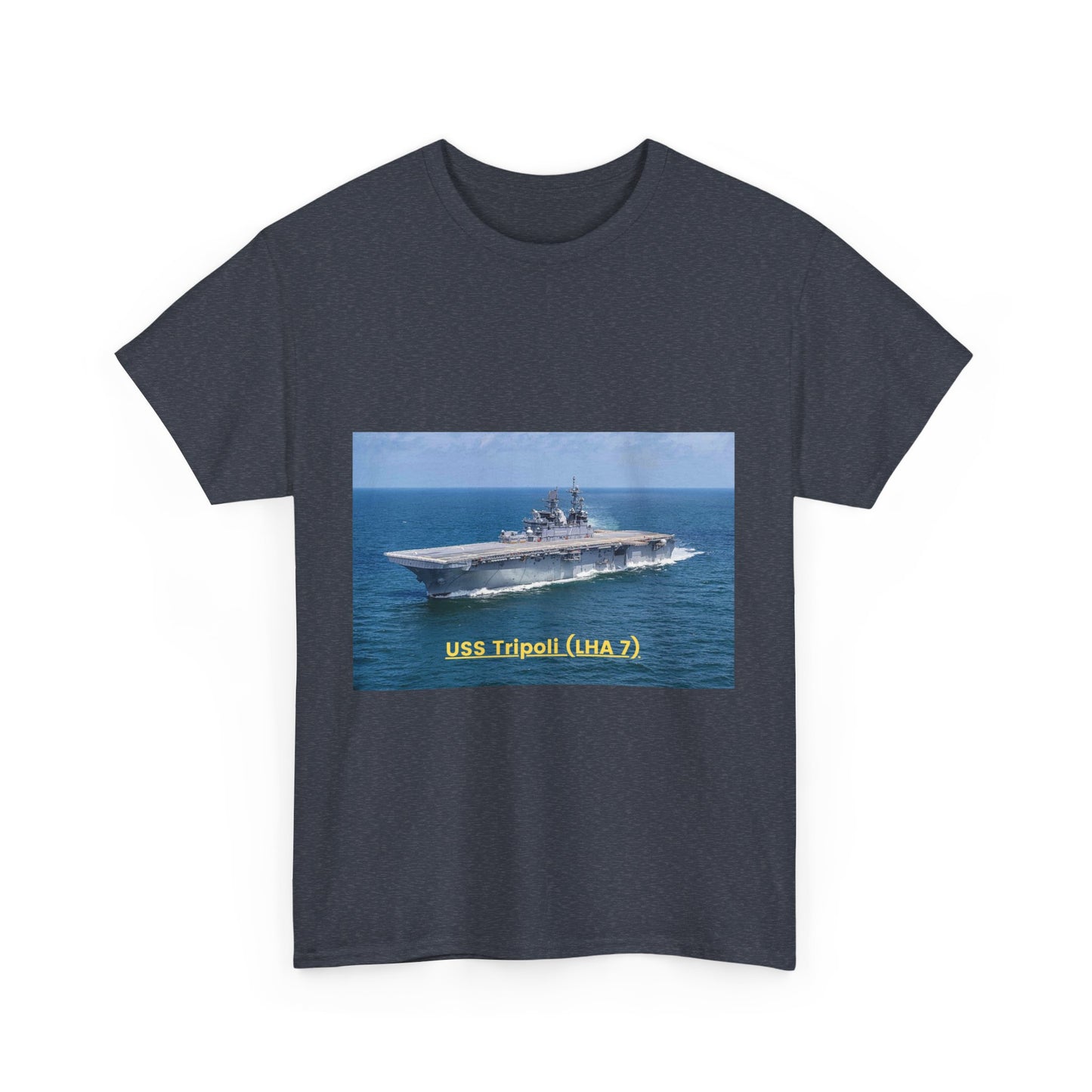 USS Tripoli (LHA 7) Navy POD Smileandlaughtees Unisex Heavy Cotton Tee T-Shirt