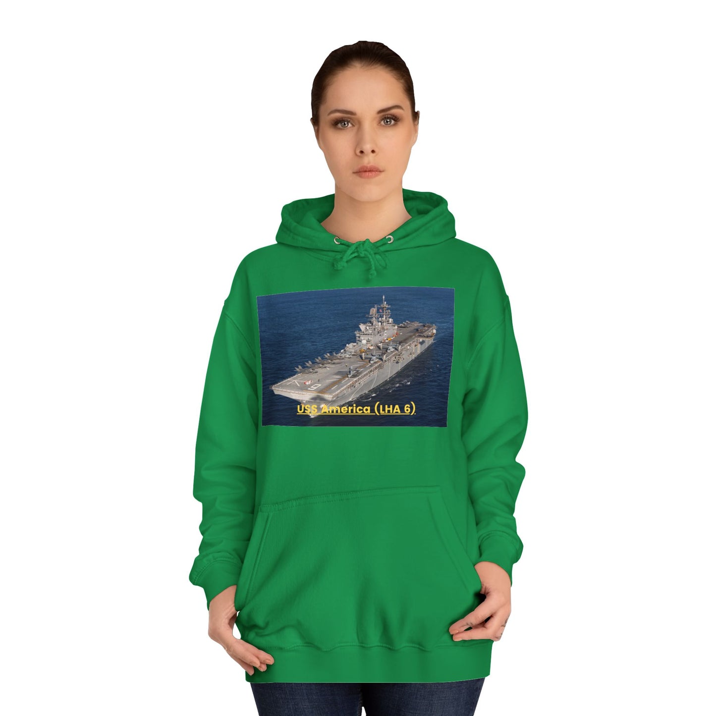 USS America (LHA 6) Navy POD Smileandlaughtees Unisex College Hoodie