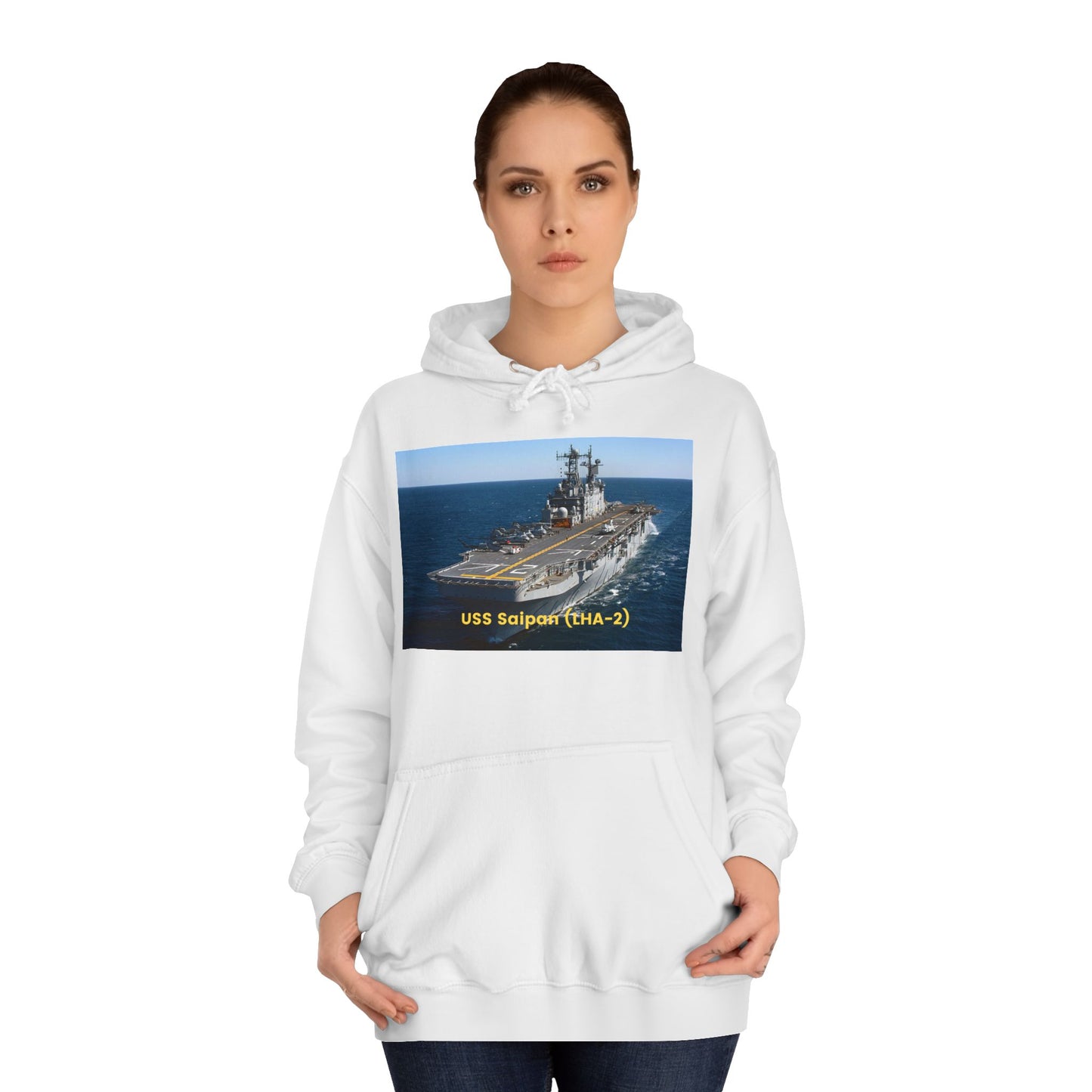 USS Saipan (LHA-2) Navy POD Smileandlaughtees Unisex College Hoodie