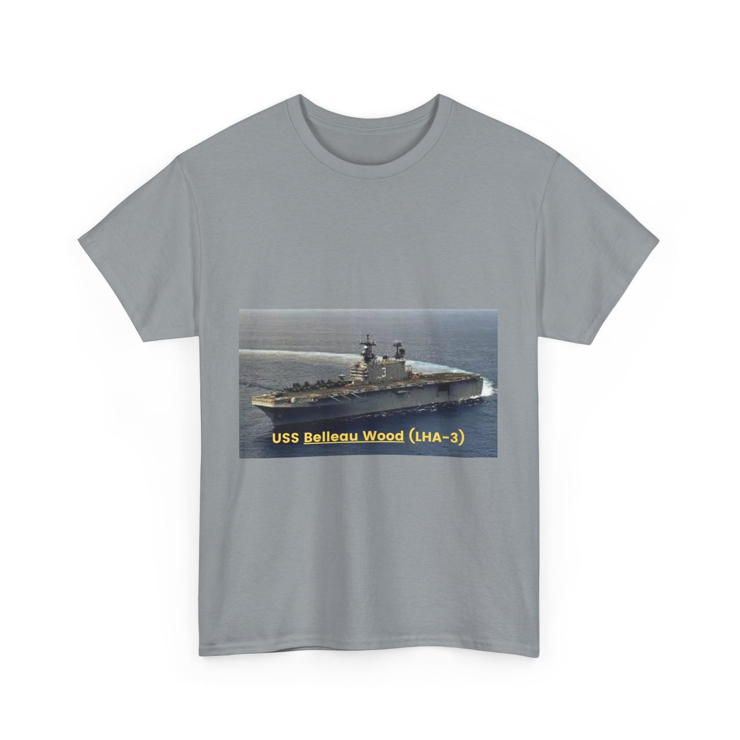 USS Belleau Wood (LHA-3) Navy POD Smileandlaughtees Unisex Heavy Cotton Tee T-Shirt