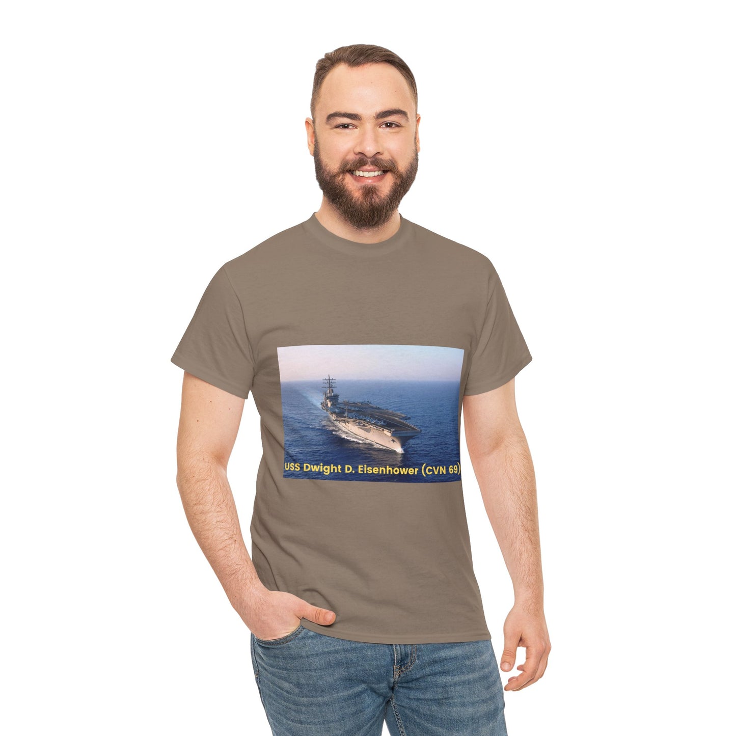 USS Dwight D. Eisenhower (CVN 69) Navy POD Smileandlaughtees Unisex Heavy Cotton Tee T-Shirt