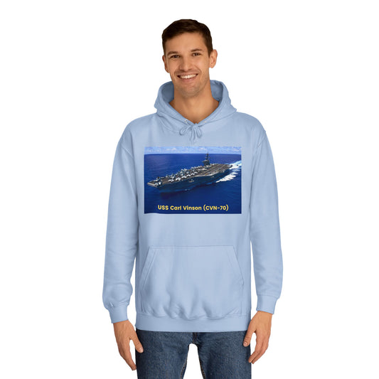 USS Carl Vinson (CVN-70) Navy POD Smileandlaughtees Unisex College Hoodie