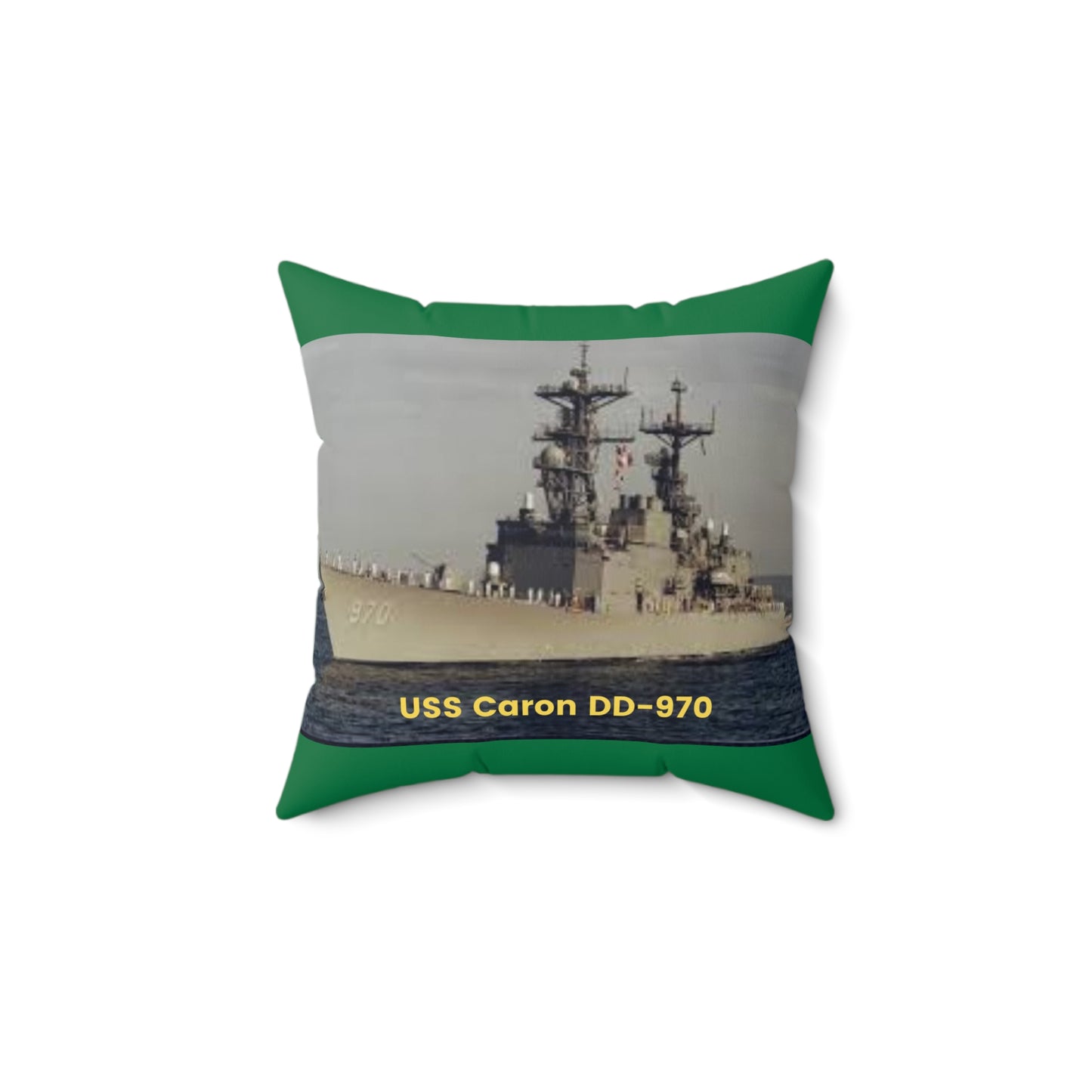 USS Caron DD-970 Navy POD Smileandlaughtees Spun Polyester Square Pillow