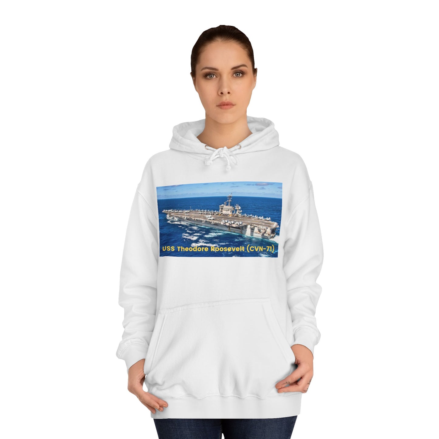 USS Theodore Roosevelt (CVN-71) Navy POD Smileandlaughtees Unisex College Hoodie