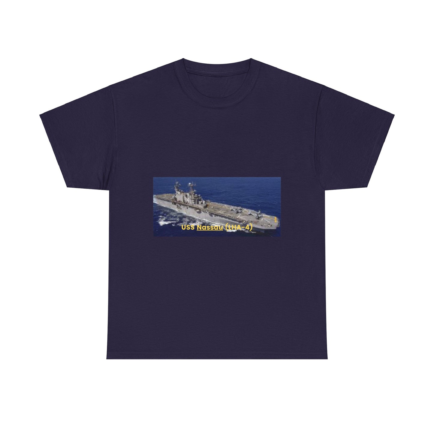 USS Nassau (LHA-4) Navy POD Smileandlaughtees Unisex Heavy Cotton Tee T-Shirt