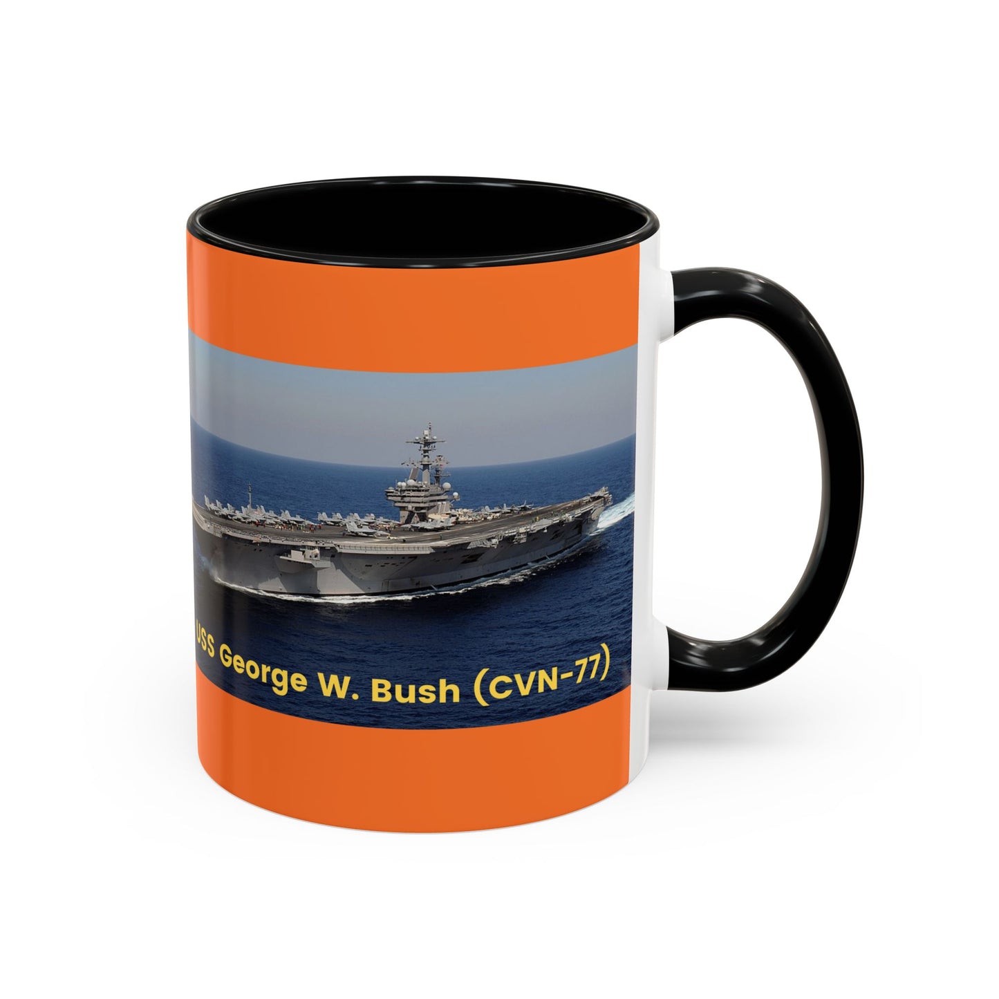 USS George W. Bush (CVN-77) Navy POD Smileandlaughtees Accent Coffee Mug (11, 15oz)