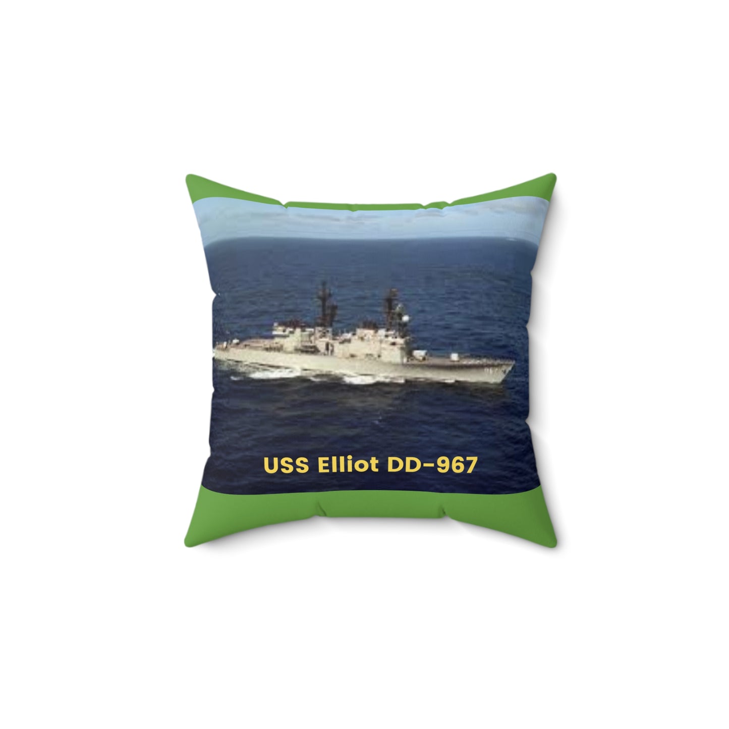 USS Elliot DD-967 Navy POD Smileandlaughtees Spun Polyester Square Pillow