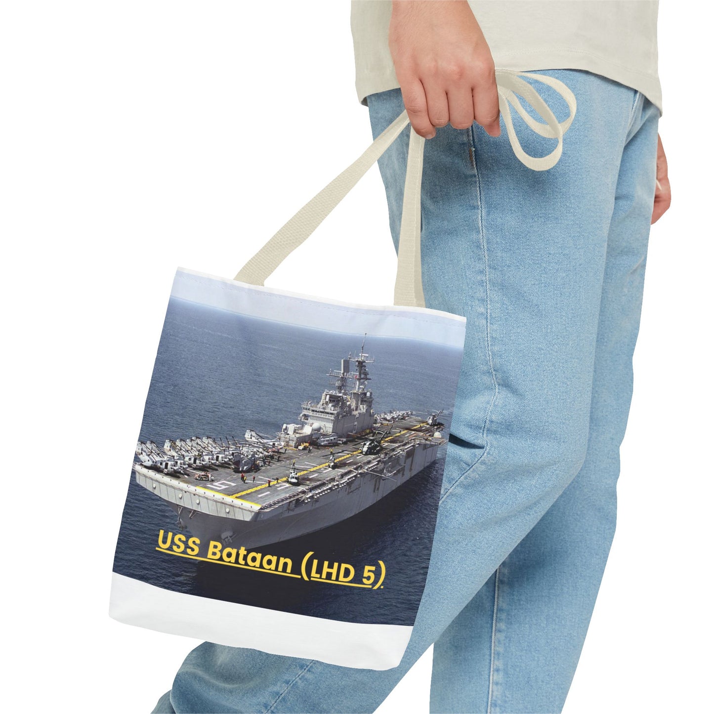 USS Bataan (LHD 5) Navy POD Smileandlaughtees Tote Bag (AOP)