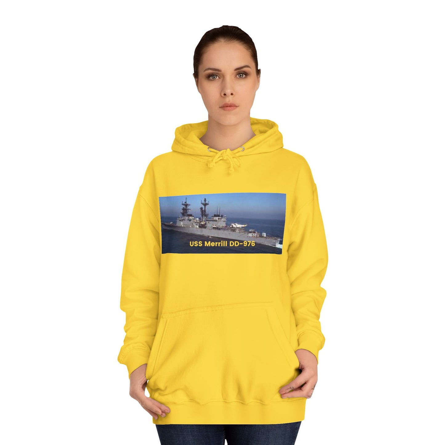 USS Merrill DD-976 Navy POD Smileandlaughtees Unisex College Hoodie