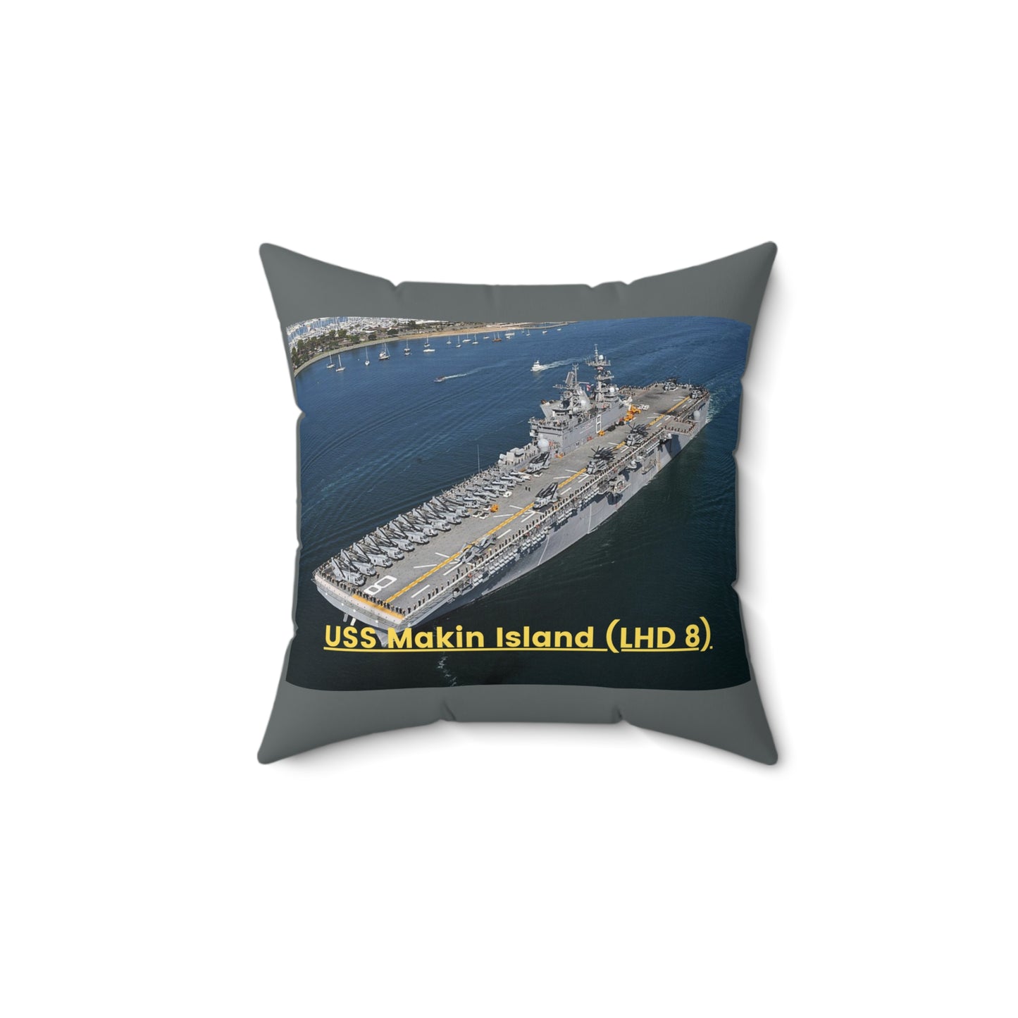 USS Makin Island (LHD 8) Navy POD Smileandlaughtees Spun Polyester Square Pillow