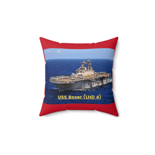 USS Boxer (LHD 4) Navy POD Smileandlaughtees Spun Polyester Square Pillow