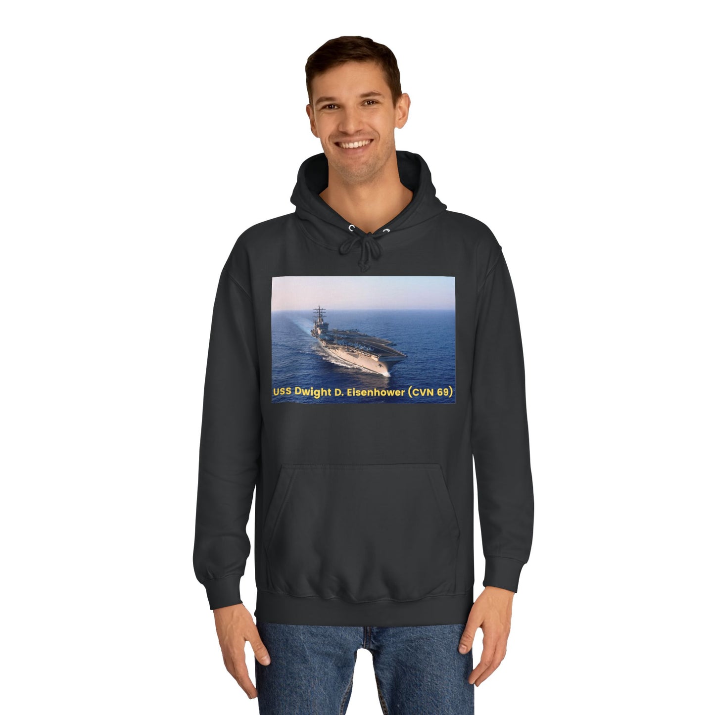 USS Dwight D. Eisenhower (CVN 69) Navy POD Smileandlaughtees Unisex College Hoodie