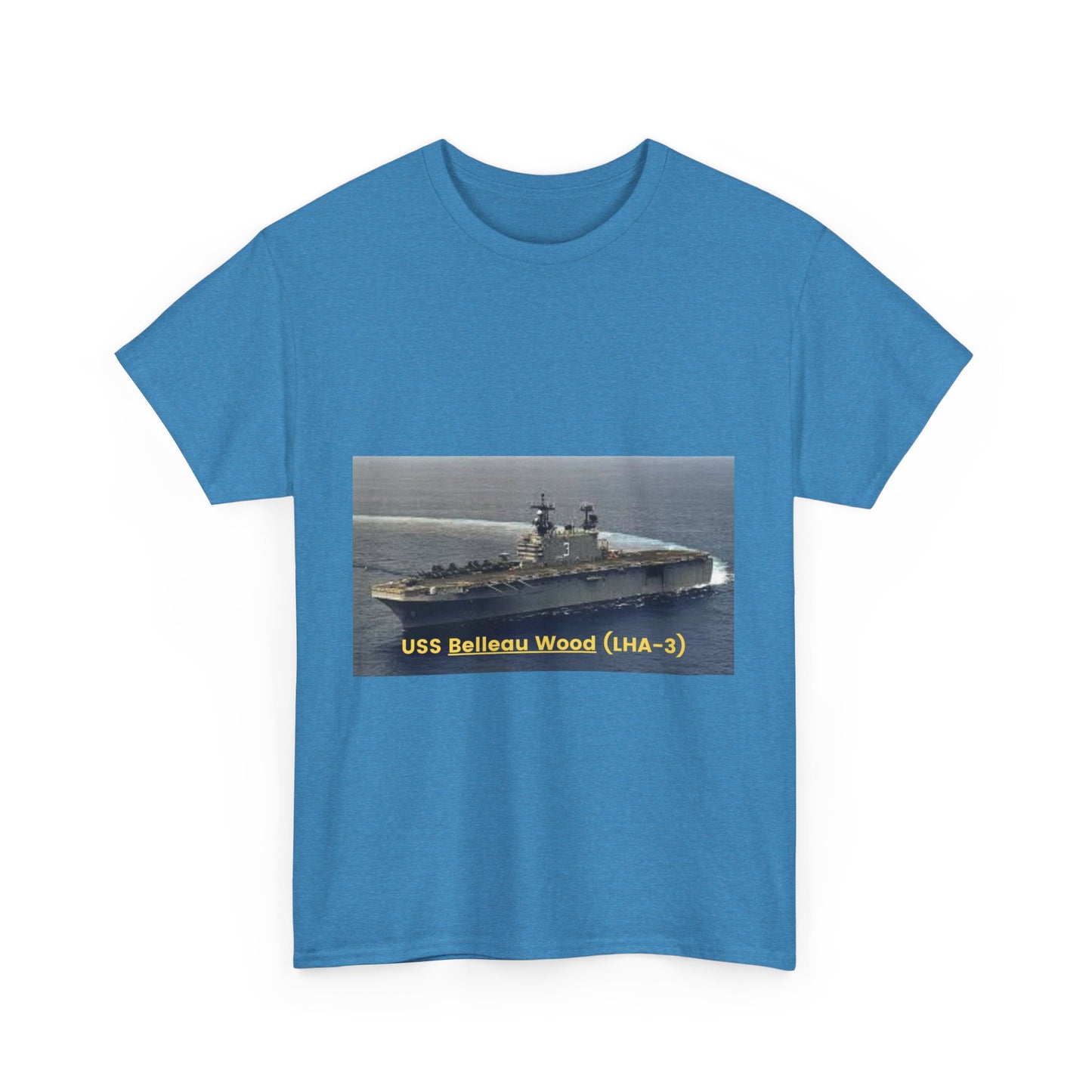 USS Belleau Wood (LHA-3) Navy POD Smileandlaughtees Unisex Heavy Cotton Tee T-Shirt