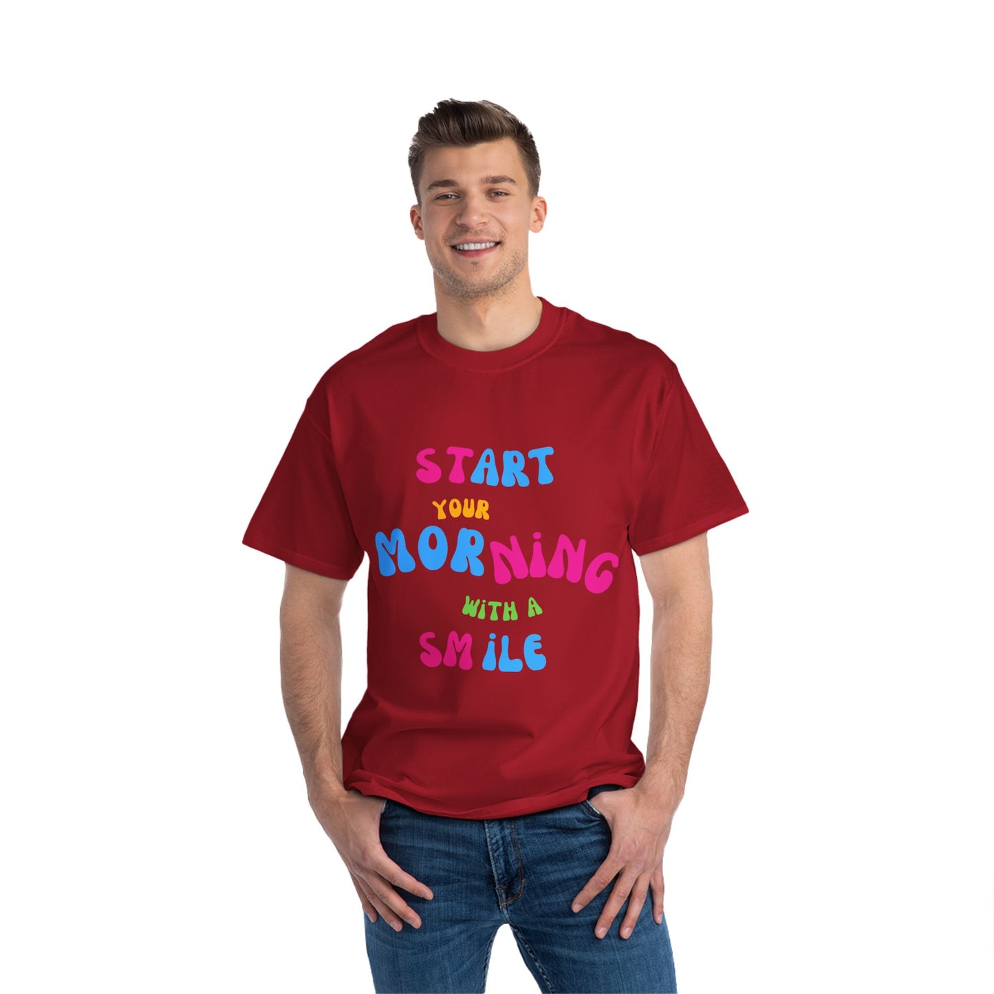 Start your Morning with a Smile SmileandLaughTees Beefy-T®  Short-Sleeve T-Shirt