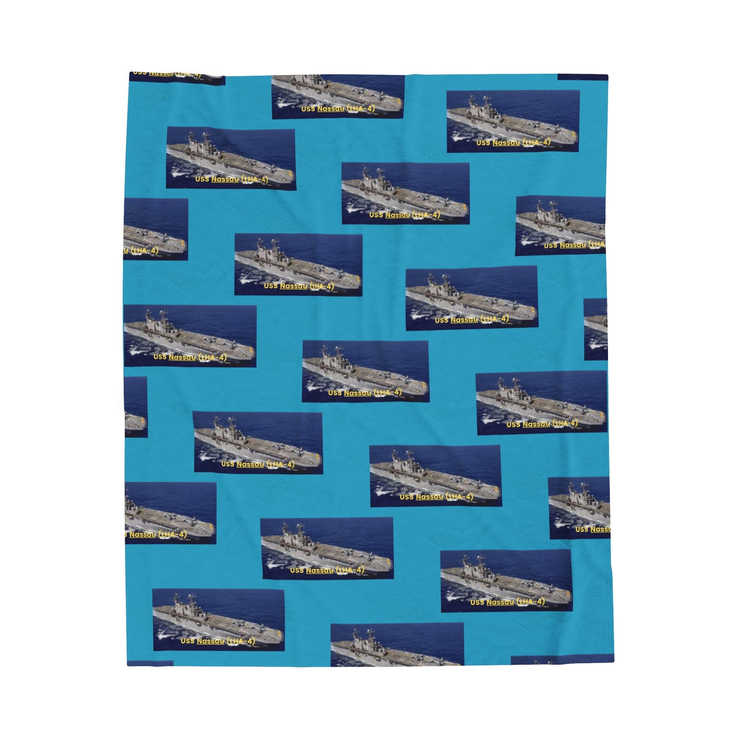 USS Nassau (LHA-4) Navy POD Smileandlaughtees Velveteen Plush Blanket