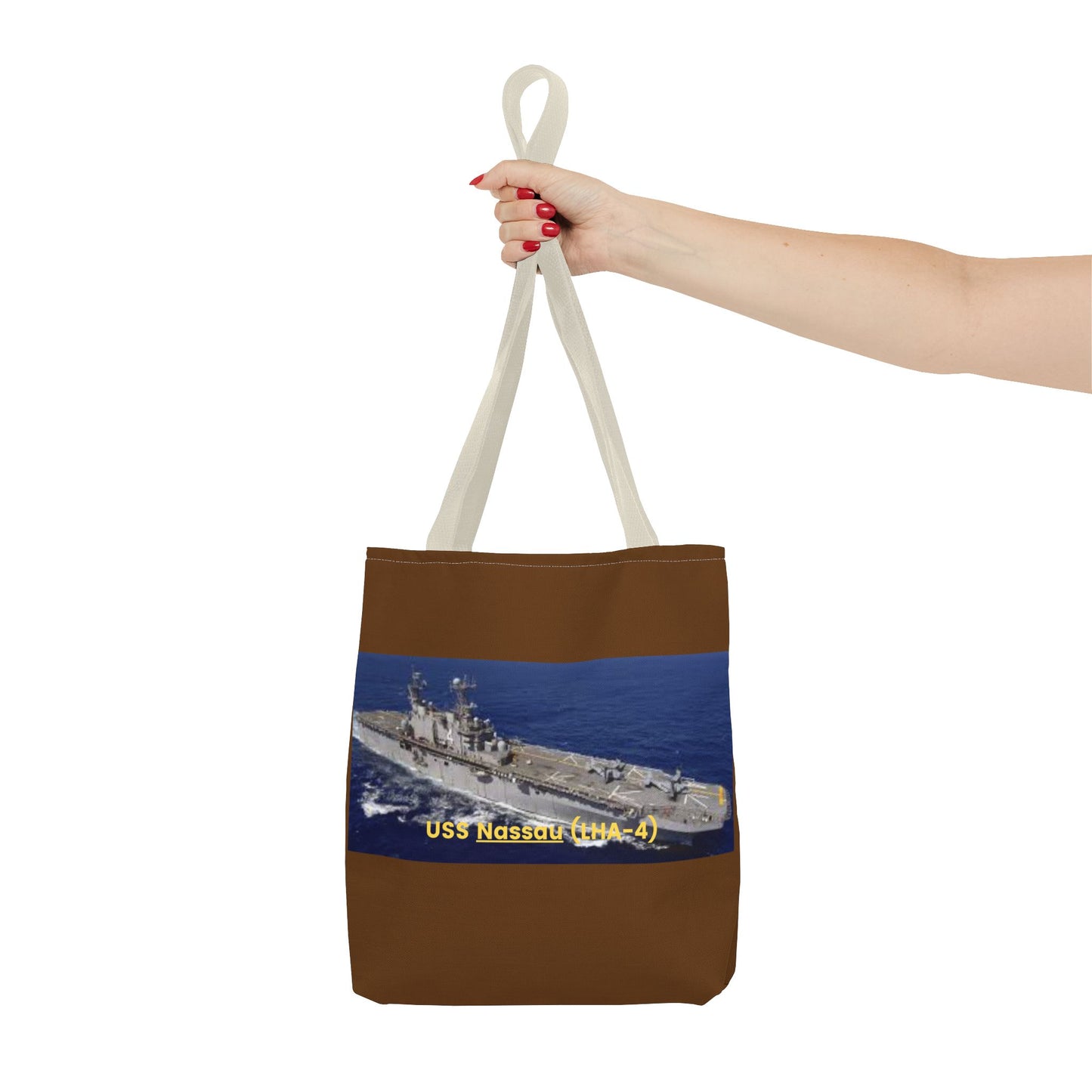 USS Nassau (LHA-4) Navy POD Smileandlaughtees Tote Bag (AOP)