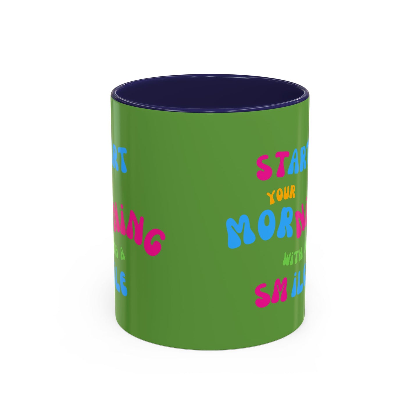 Start youre Morning with a Smile SmileandLaughTees Accent Coffee Mug (11, 15oz)