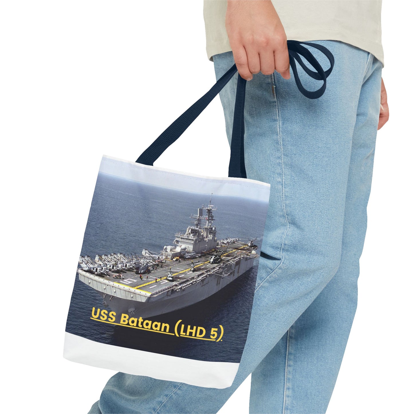 USS Bataan (LHD 5) Navy POD Smileandlaughtees Tote Bag (AOP)