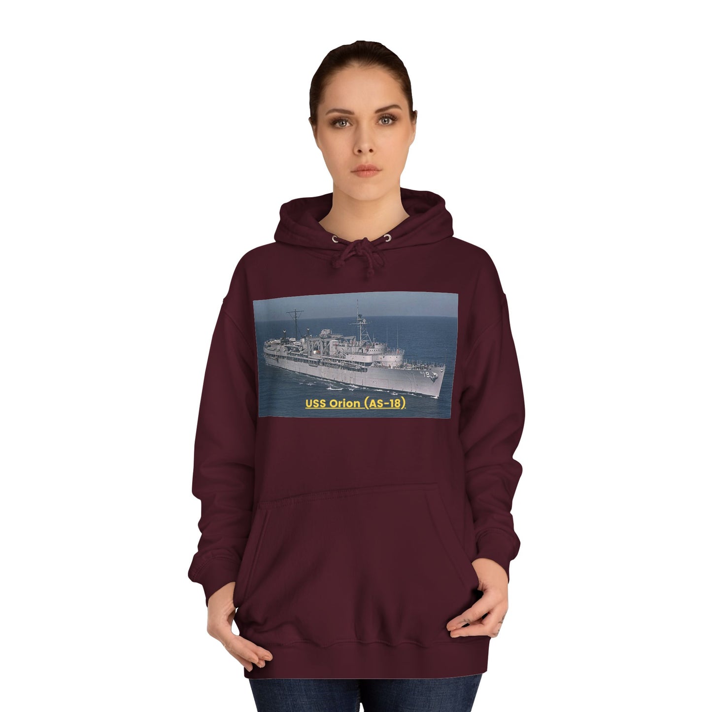 USS Orion (AS-18) Navy POD Smileandlaughtees Unisex College Hoodie