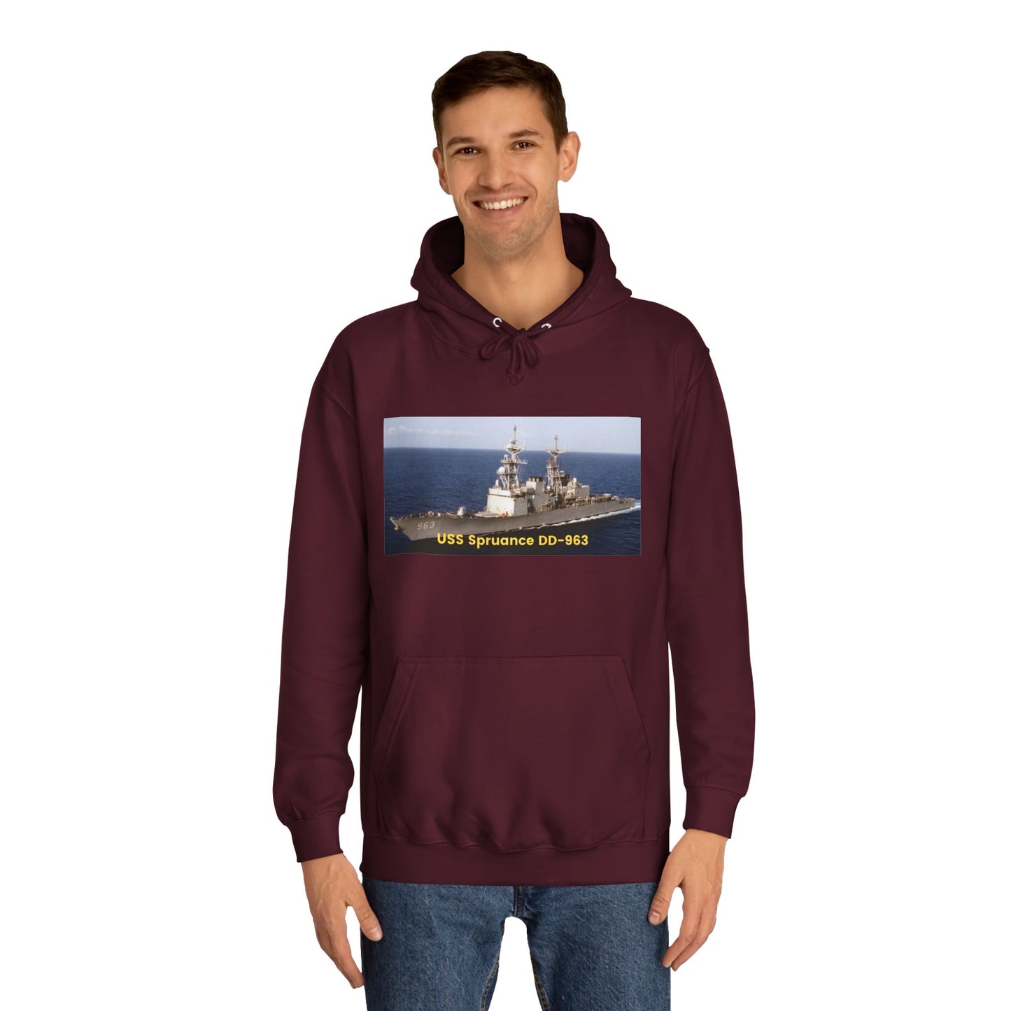 USS Spruance DD-963 Navy POD Smileandlaughtees Unisex College Hoodie